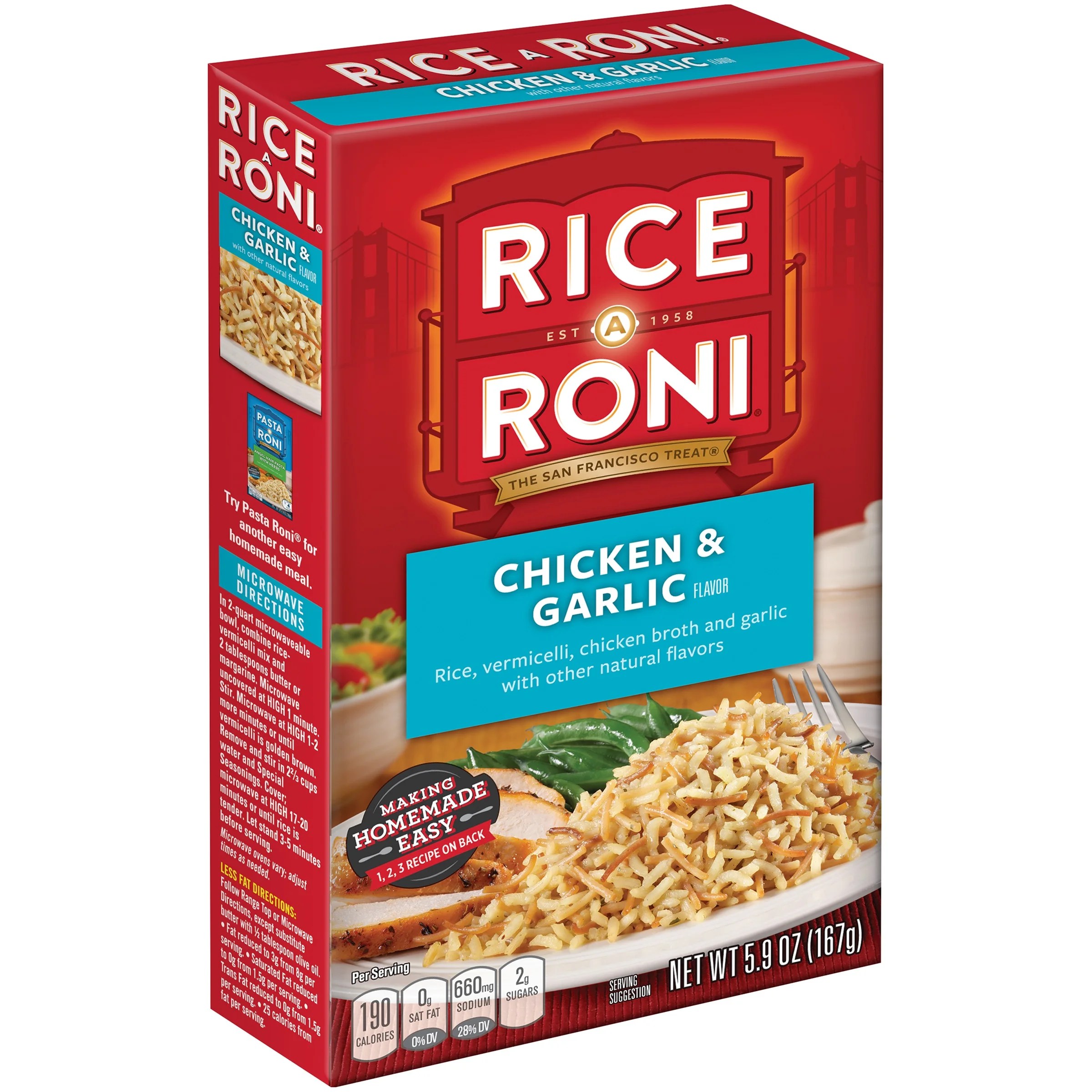 RiceARoni Rice & Vermicelli Mix, Chicken & Garlic, 5.9 oz Box