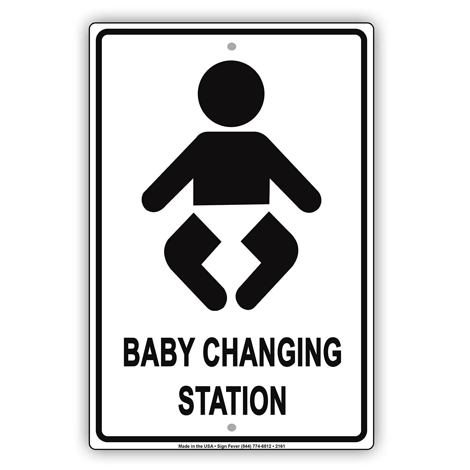 Baby Changing Station With Graphic Designated Restroom Alert Caution