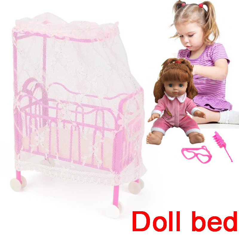 Doll Bed Doll Accessories Set Plastic Toy Bed With Mosquito Net Doll Bed Doll Accessories Set Plastic Toy Bed With Mosquito Net