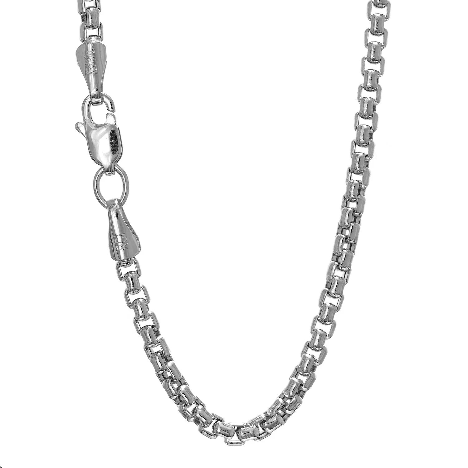 JewelStop 14k White Gold 1.35Mm Round Box Chain, 20" Lobster Clasp