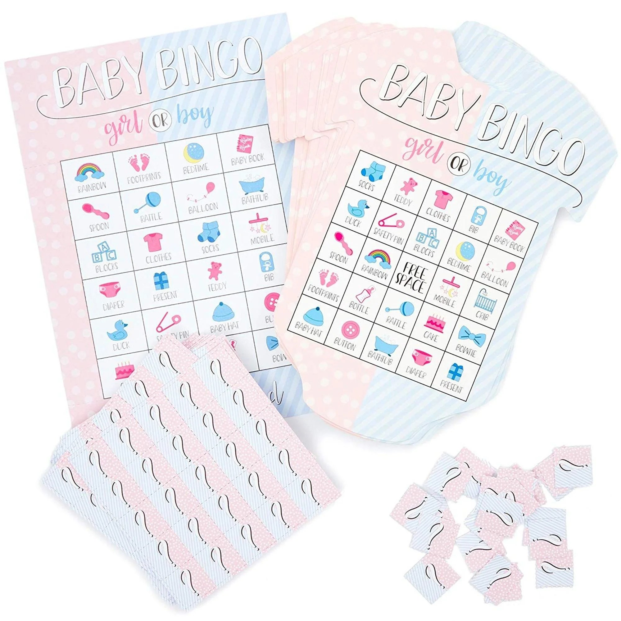 36Pack Gender Reveal Party Games, Baby Bingo Unisex Card Game Boys and