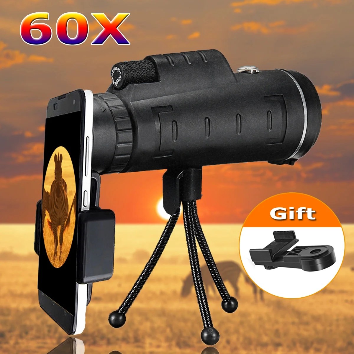 9500m 40x60 Waterproof Outdoor HD Monocular Universal Cell Phones