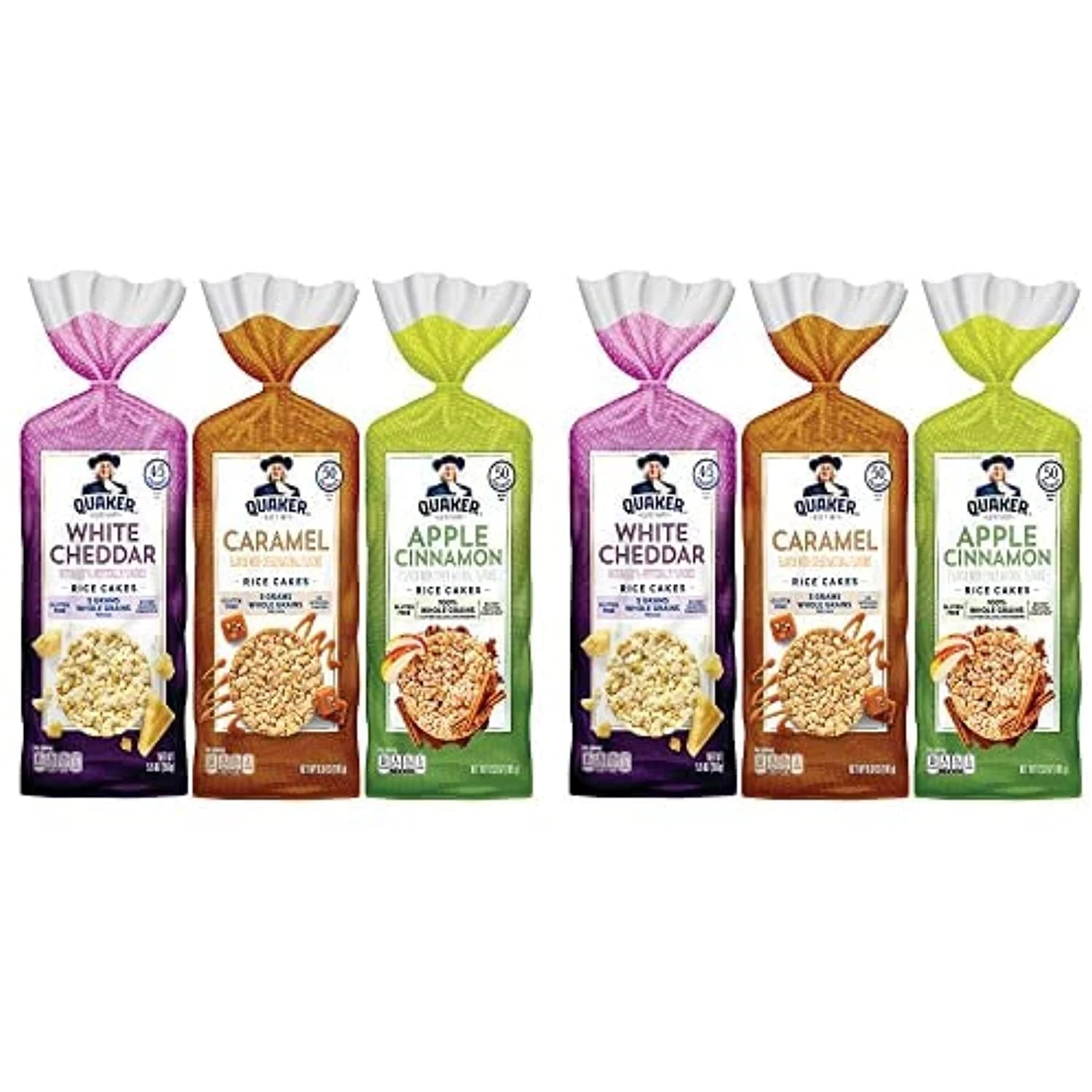 Quaker Large Rice Cakes, Gluten Free, 3 Flavor Variety Pack, 6 Count