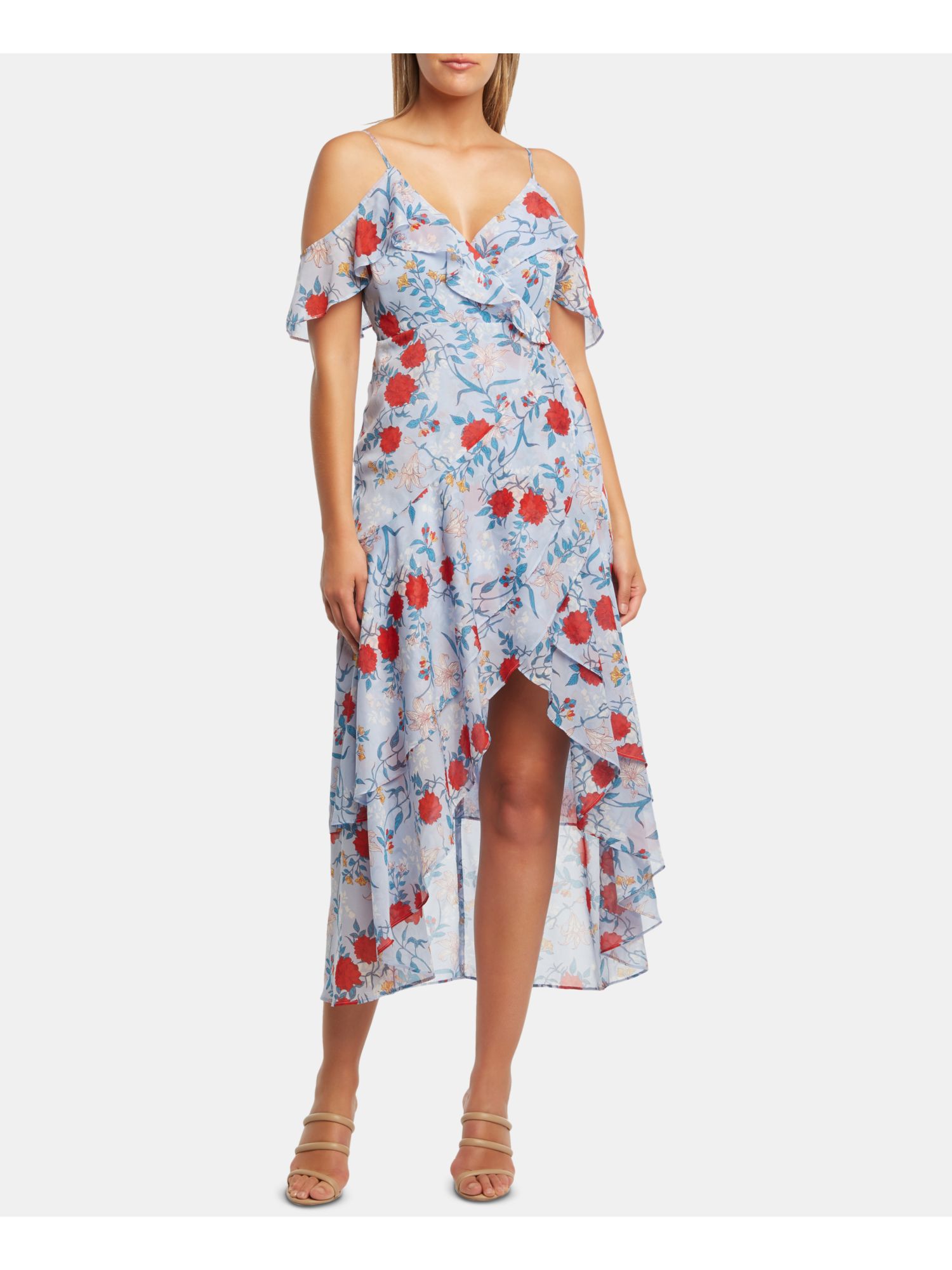 Bardot BARDOT Womens Blue Cold Shoulder Floral Short