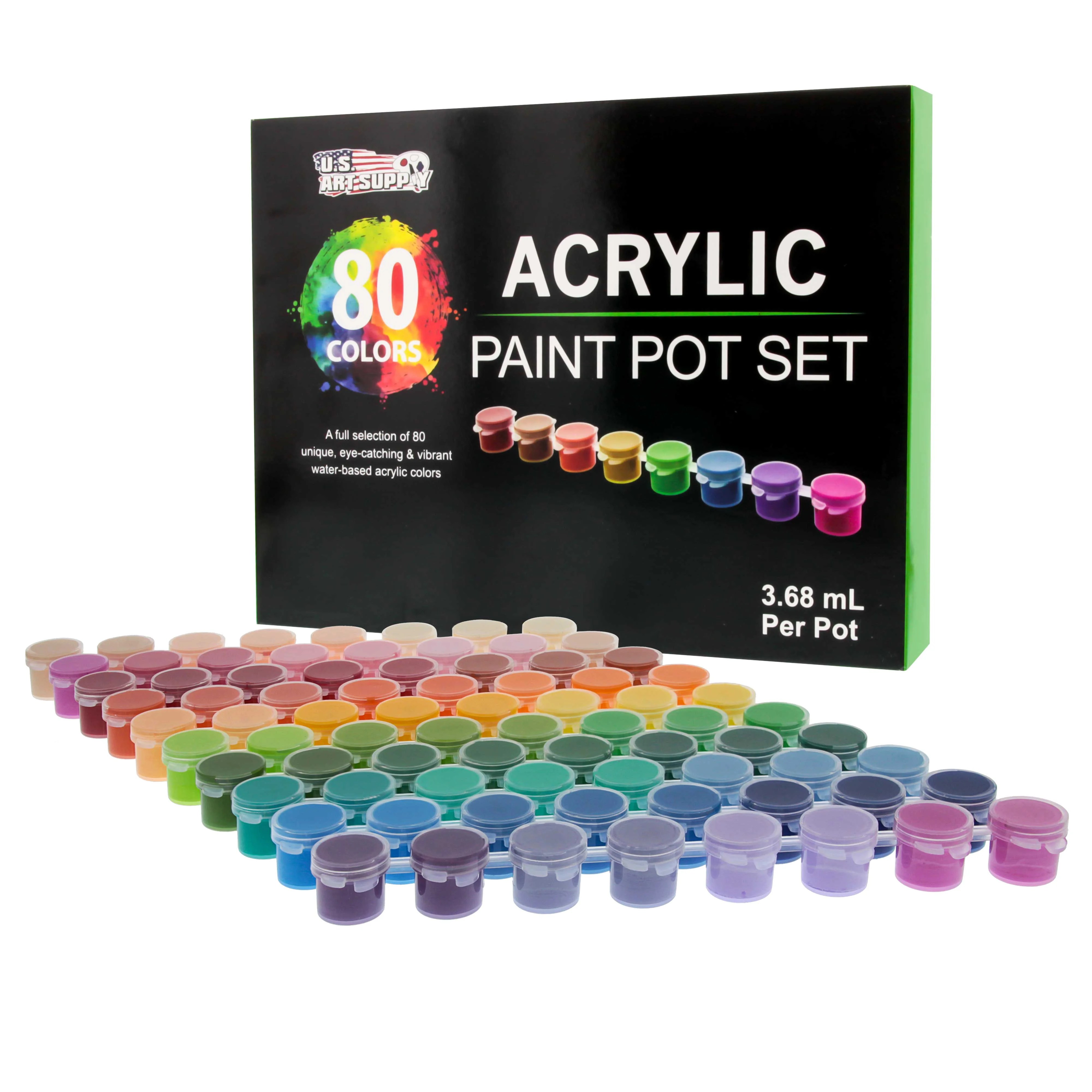 U.S. Art Supply Professional 80 Color Set of Acrylic Paint in Large