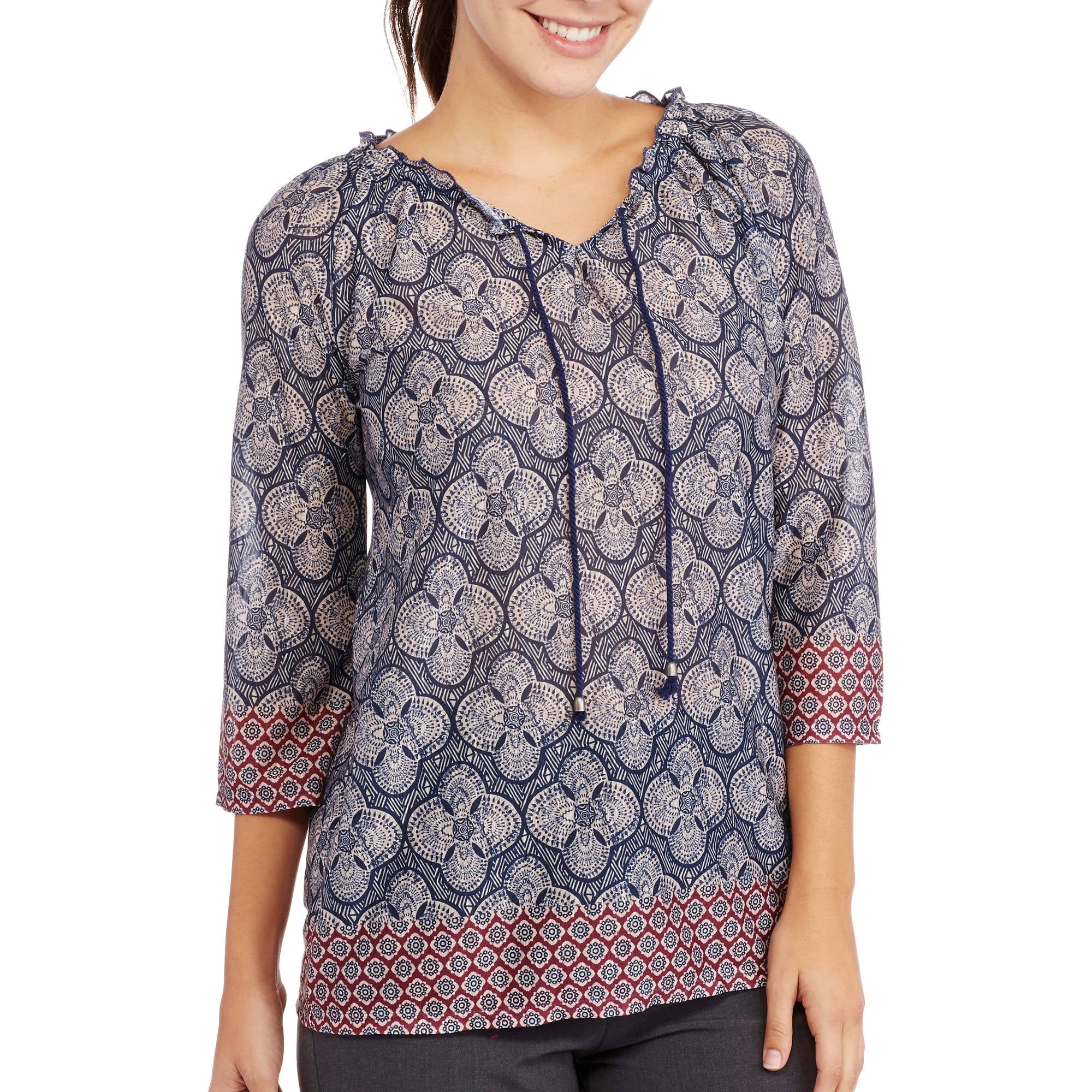 Women's 3/4 Sleeve Peasant Top