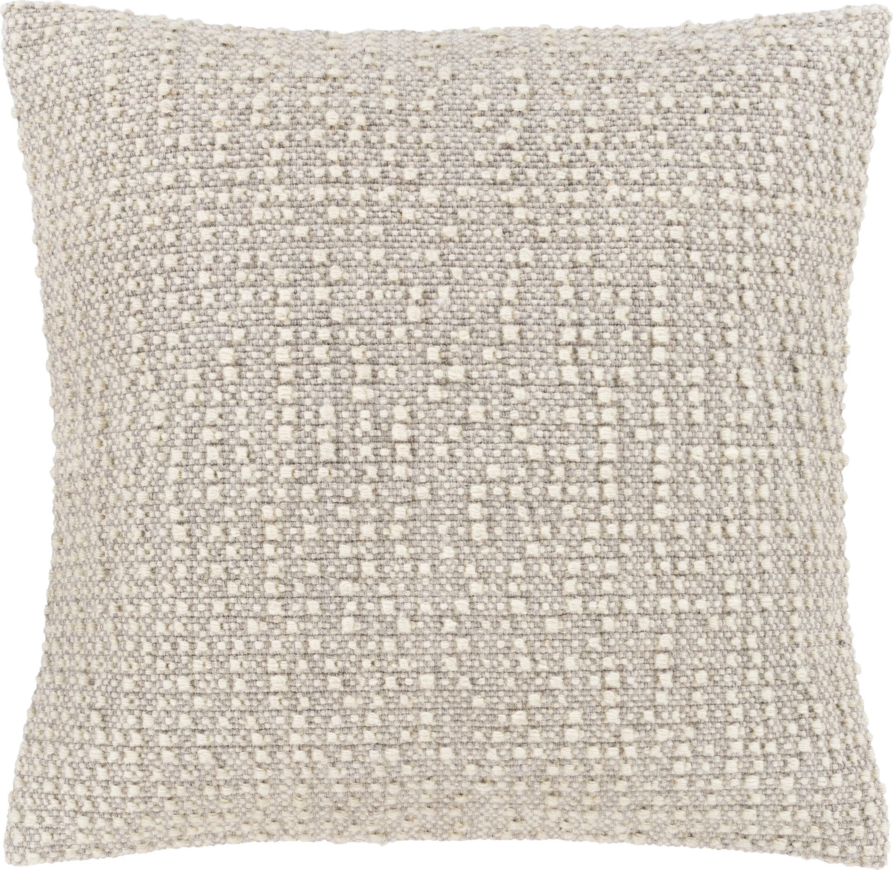 20" Beige and Cream White Textured Square Throw Pillow