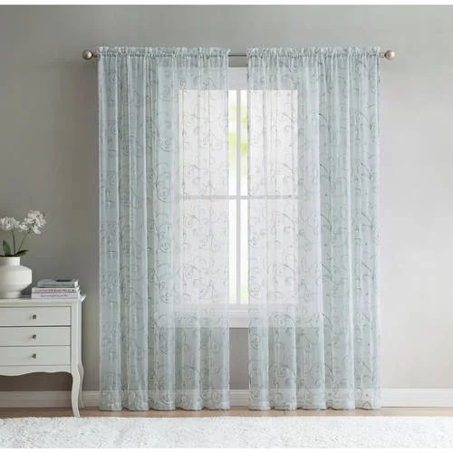 Better Homes and Gardens Embroidered Scroll Sheer Window Curtain Panel