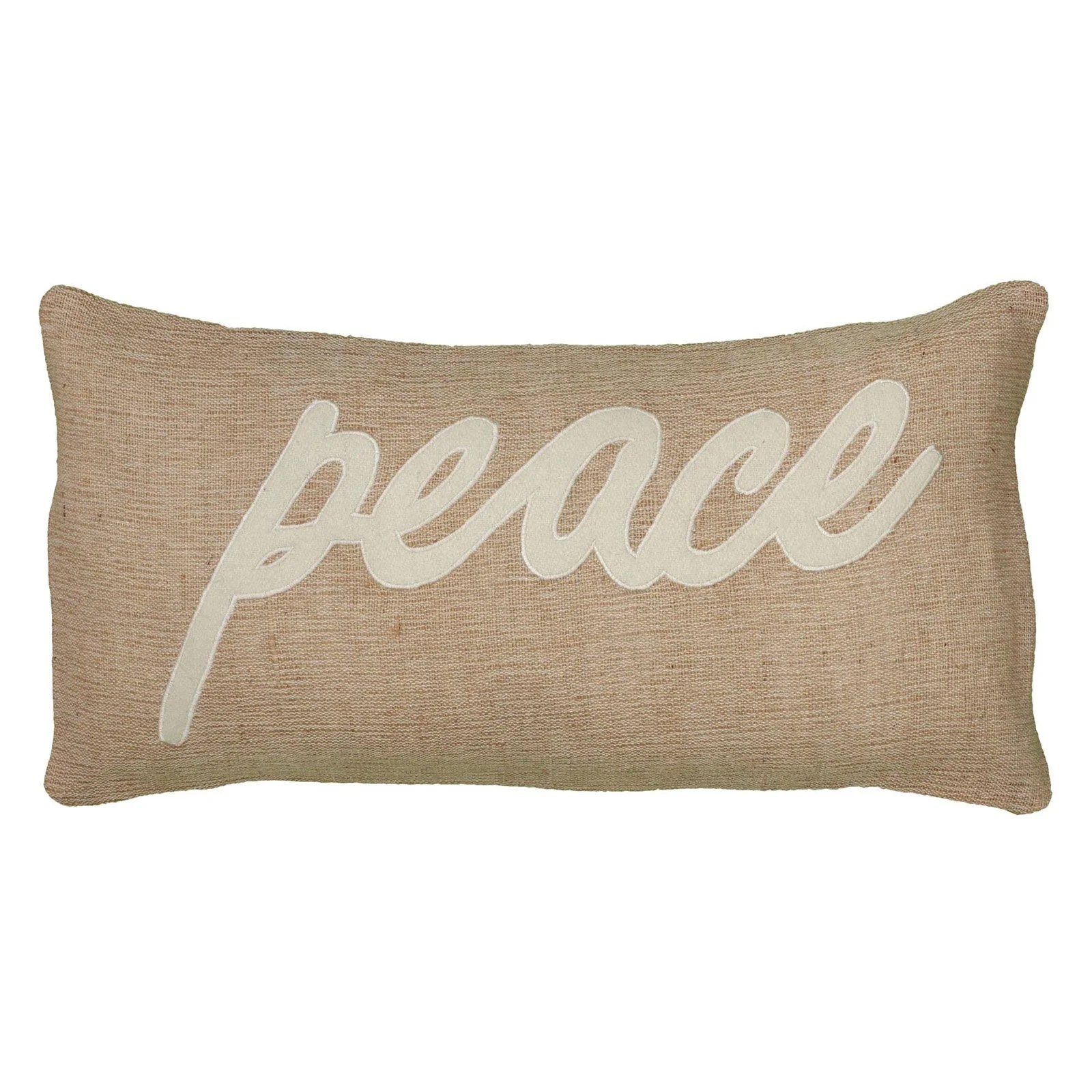 Decorative Poly Filled Throw Pillow "Peace" 11"X21" Natural Walmart