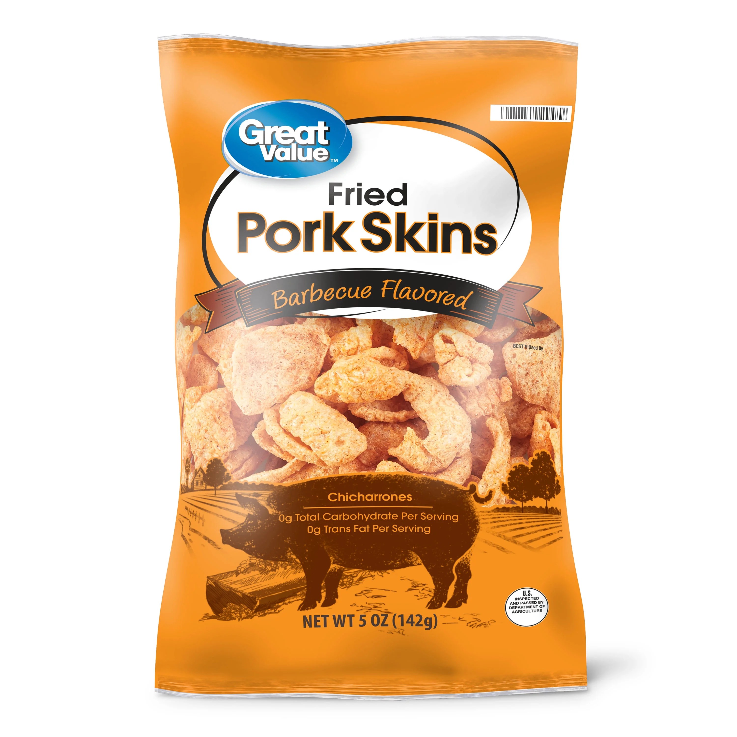 Great Value Fried Pork Skins, Barbecue, 5 oz