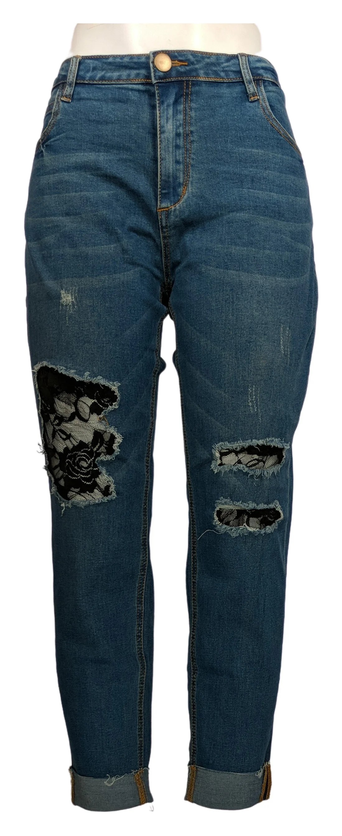 K. Jordan K Jordan Women's Jeans Sz 14 Amazing Lace Destructed Capris