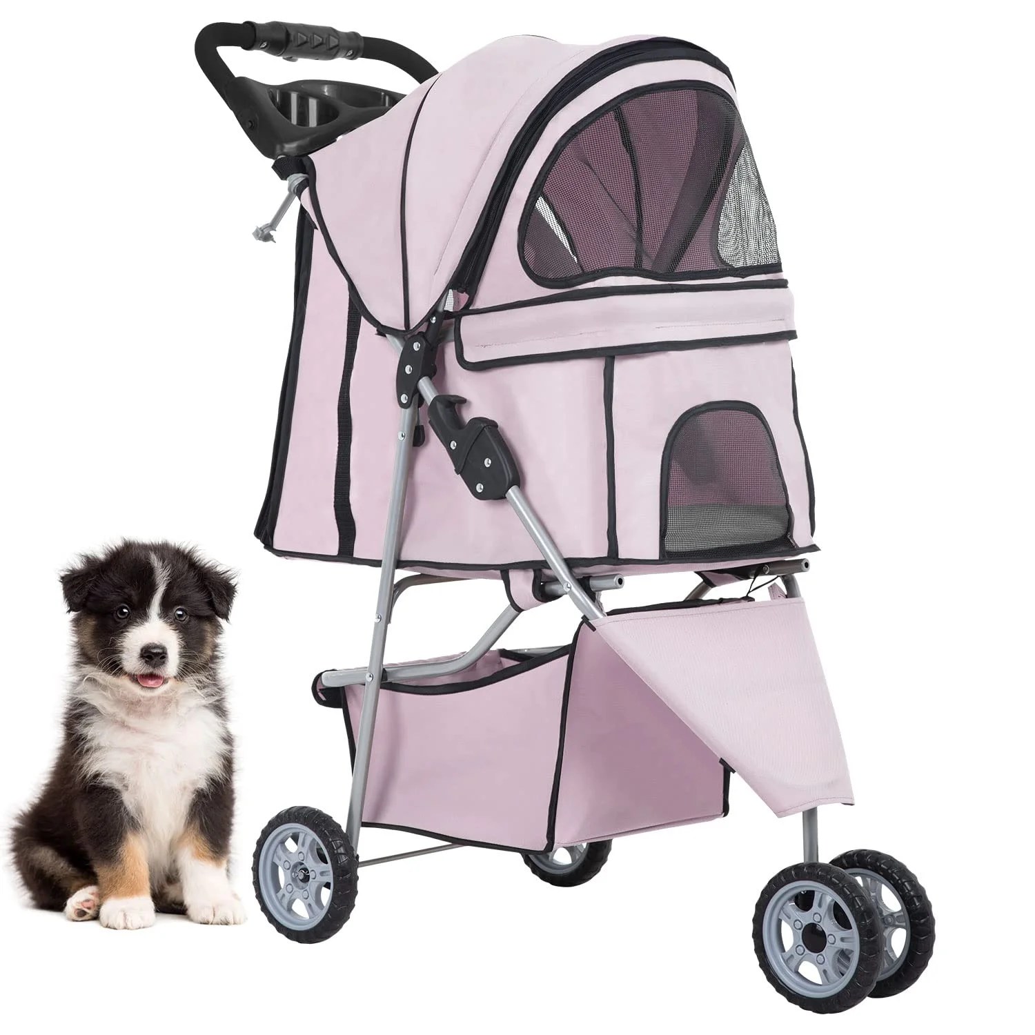 BestPet 3 Wheels Pet Stroller Dog Cat Stroller Folding Carrier