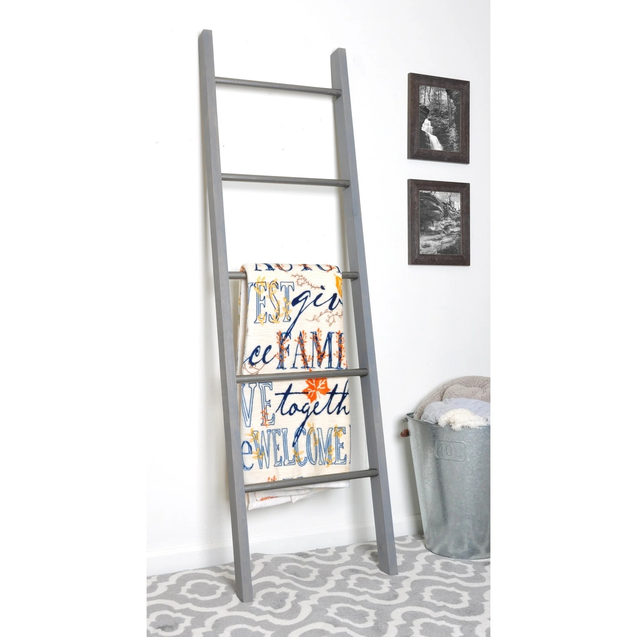 BrandtWorks Metal Rung Industrial Modern Blanket Ladder 21 x 72 x 2.5