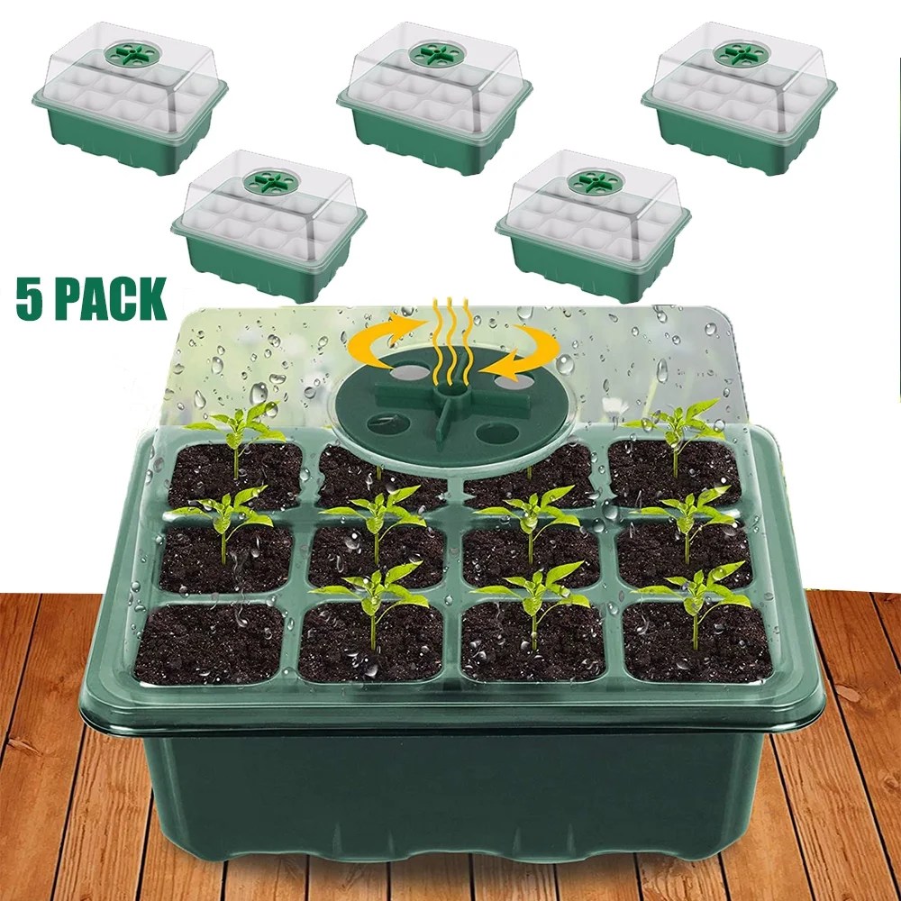 5 PCS Seedling Starting Trays with Humidity Domes Reusable Seeding