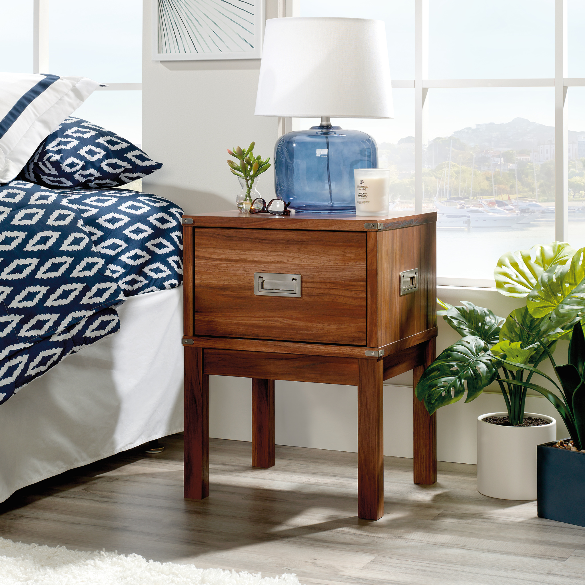 Sauder Vista Key 1Drawer Wood Nightstand, Blaze Acacia Finish