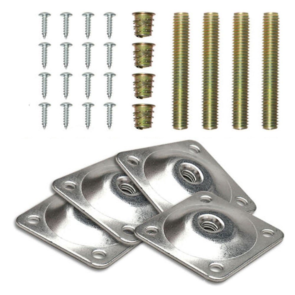 BSTHOE 4×Leg Fixing Mounting Plates Level + 4 Metal Dowel Screws for