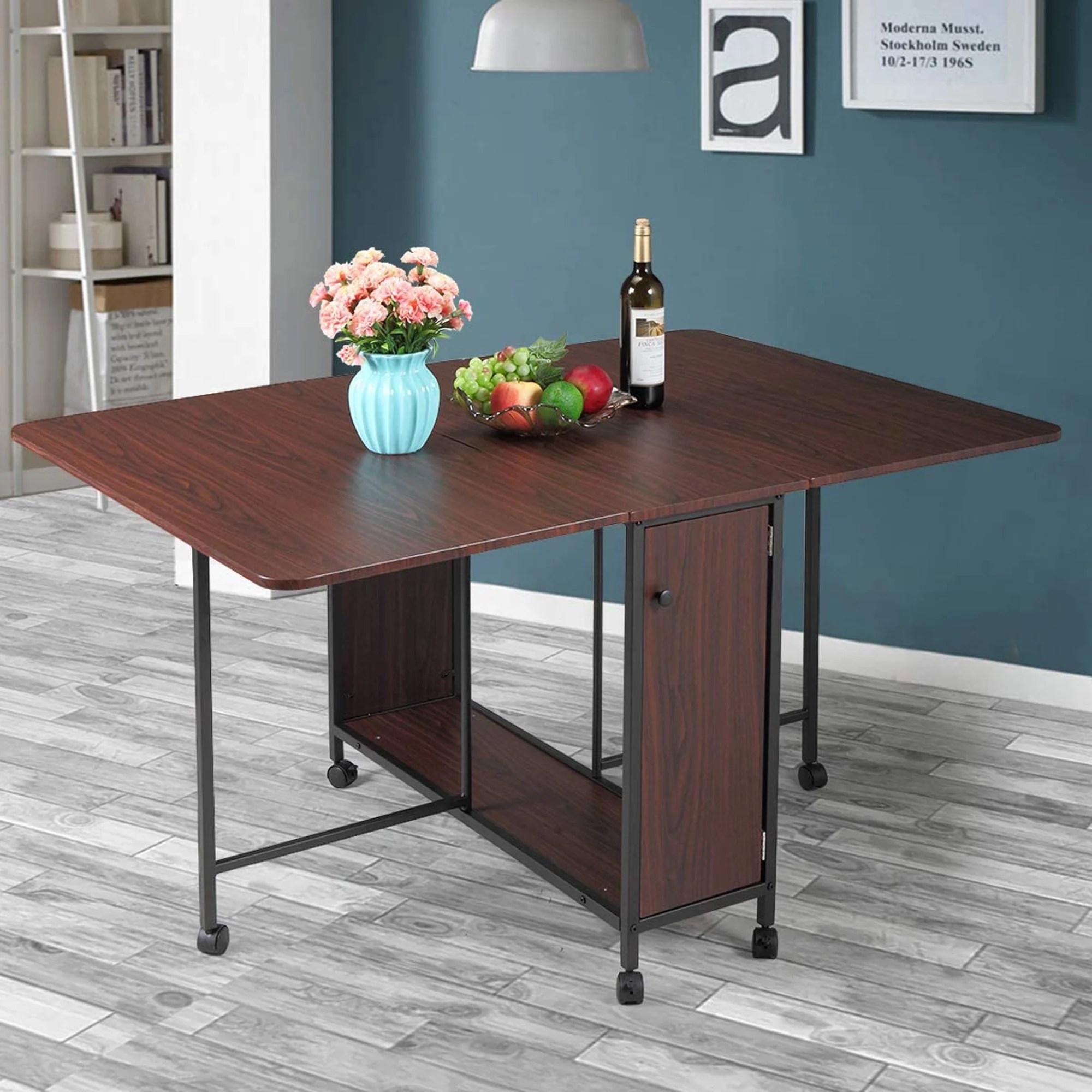 Buy SYNGAR Movable Dining Table on Wheels, Folding Dining Table with