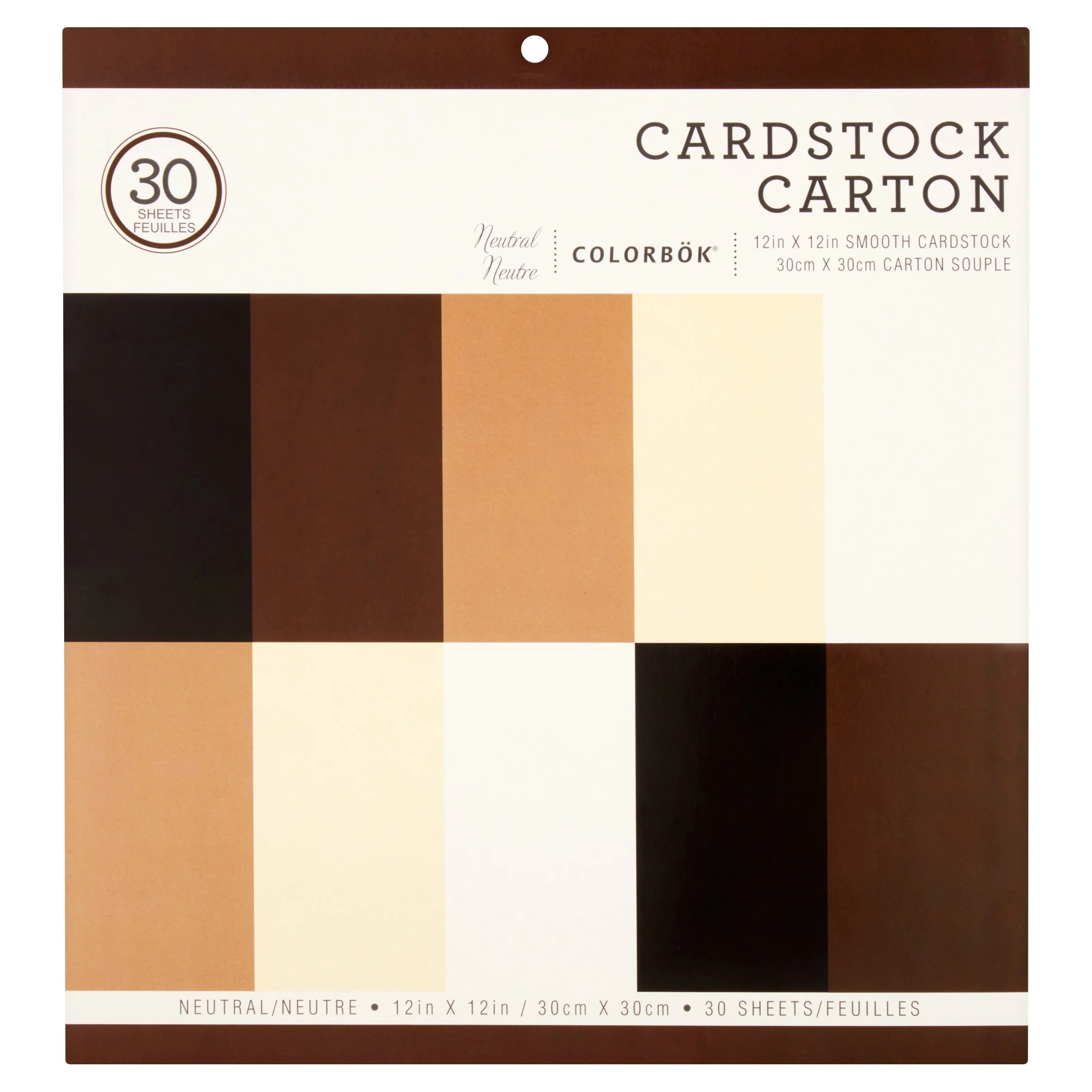 Colorbok Neutral Smooth Cardstock Paper, 12in x 12in. 6 Sheets of 5