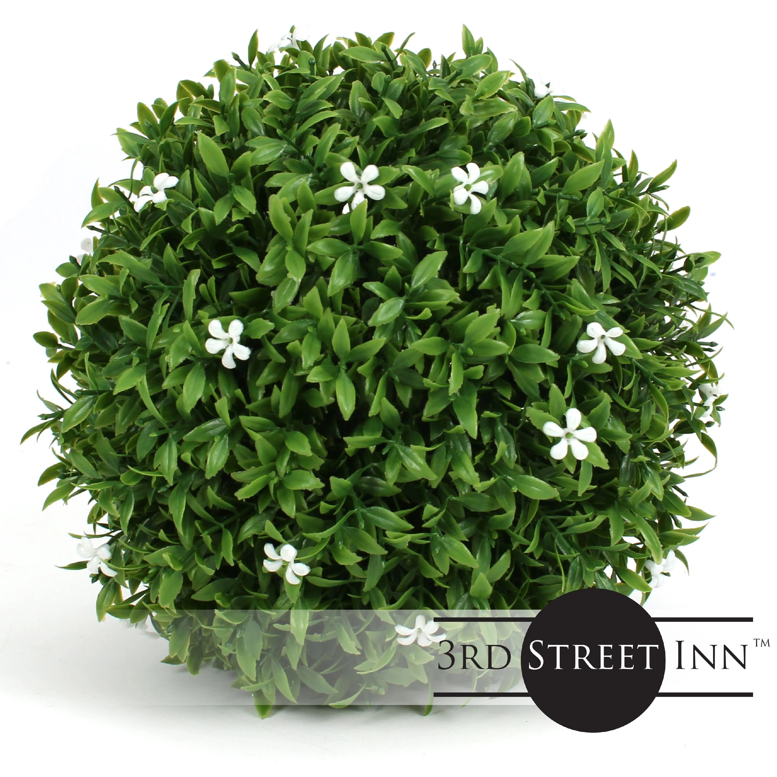 3rd Street Inn White Flower Topiary Ball 7" Artificial Topiary Plant