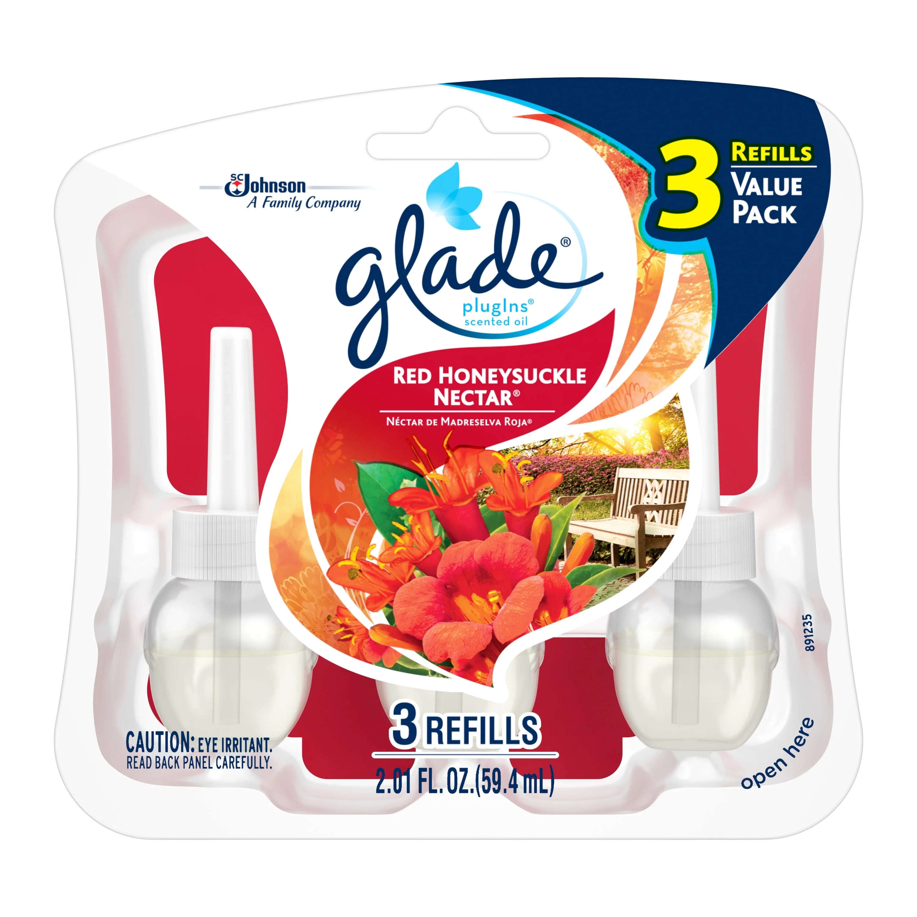 Glade PlugIns Scented Oil Air Freshener Refill, Red Honeysuckle Nectar