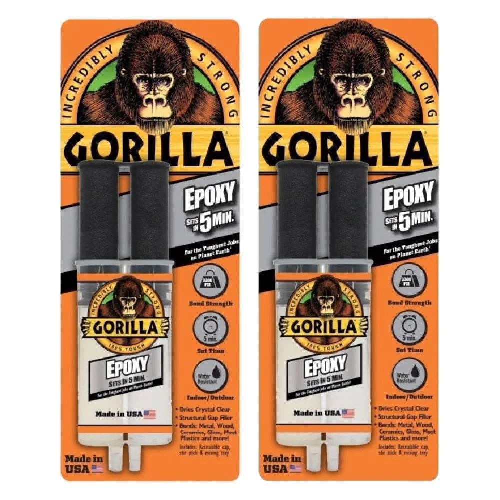 Gorilla Epoxy Glue Syringe Super Strong Bond Sets in 5 Minutes Gap