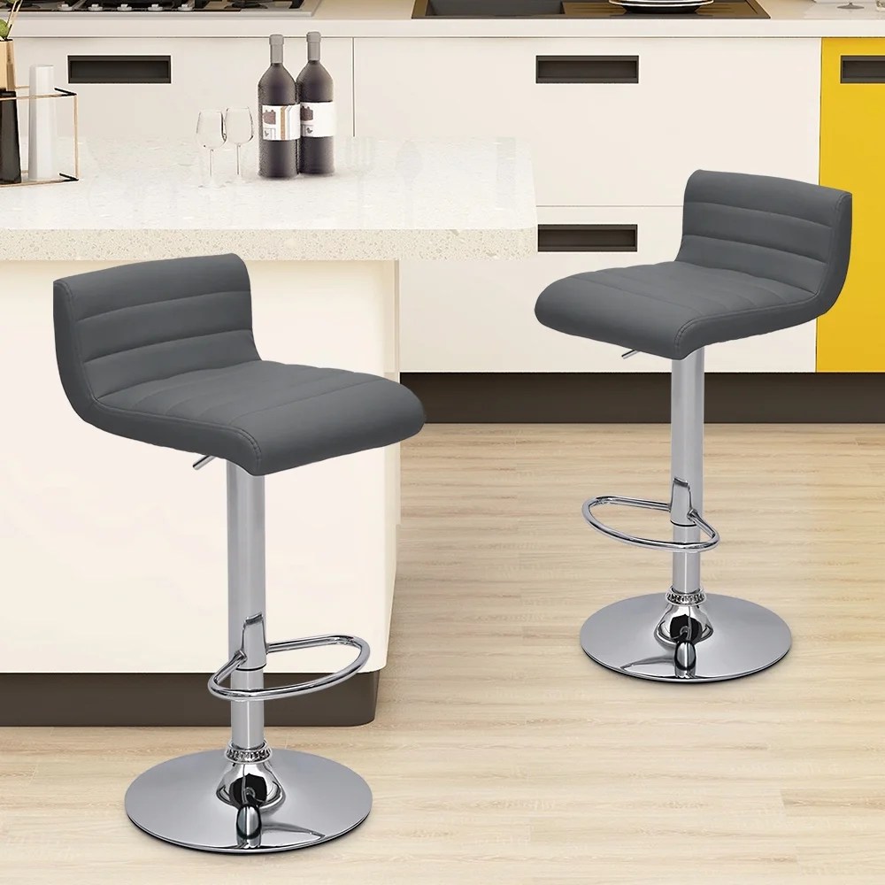 Abble Adjustable Height Swivel Bar Stools, Gray, Set of 2