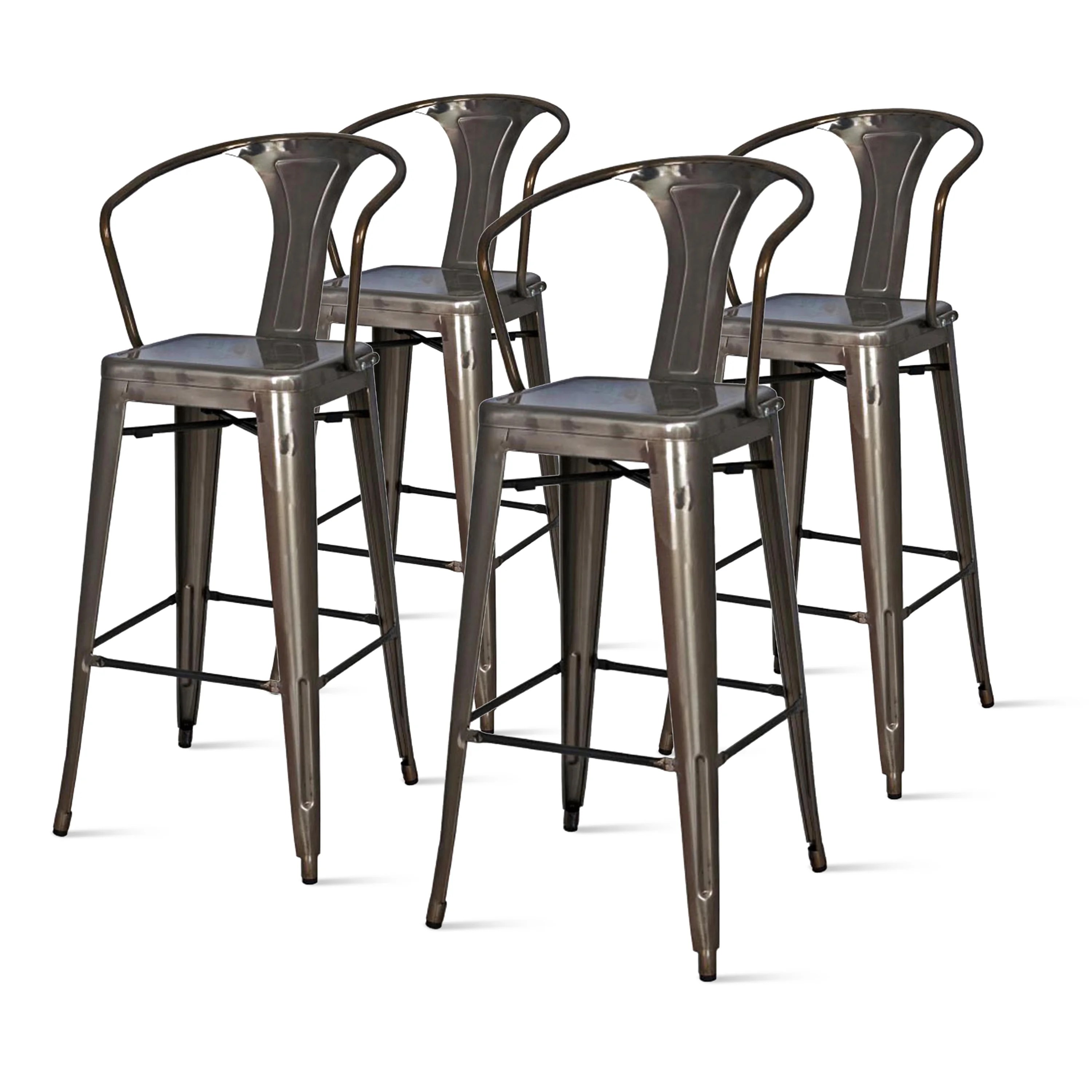 Metropolis Metal Arm Counter Stool (Set of 4), Multiple Colors Metropolis Metal Arm Counter Stool (Set of 4), Multiple Colors