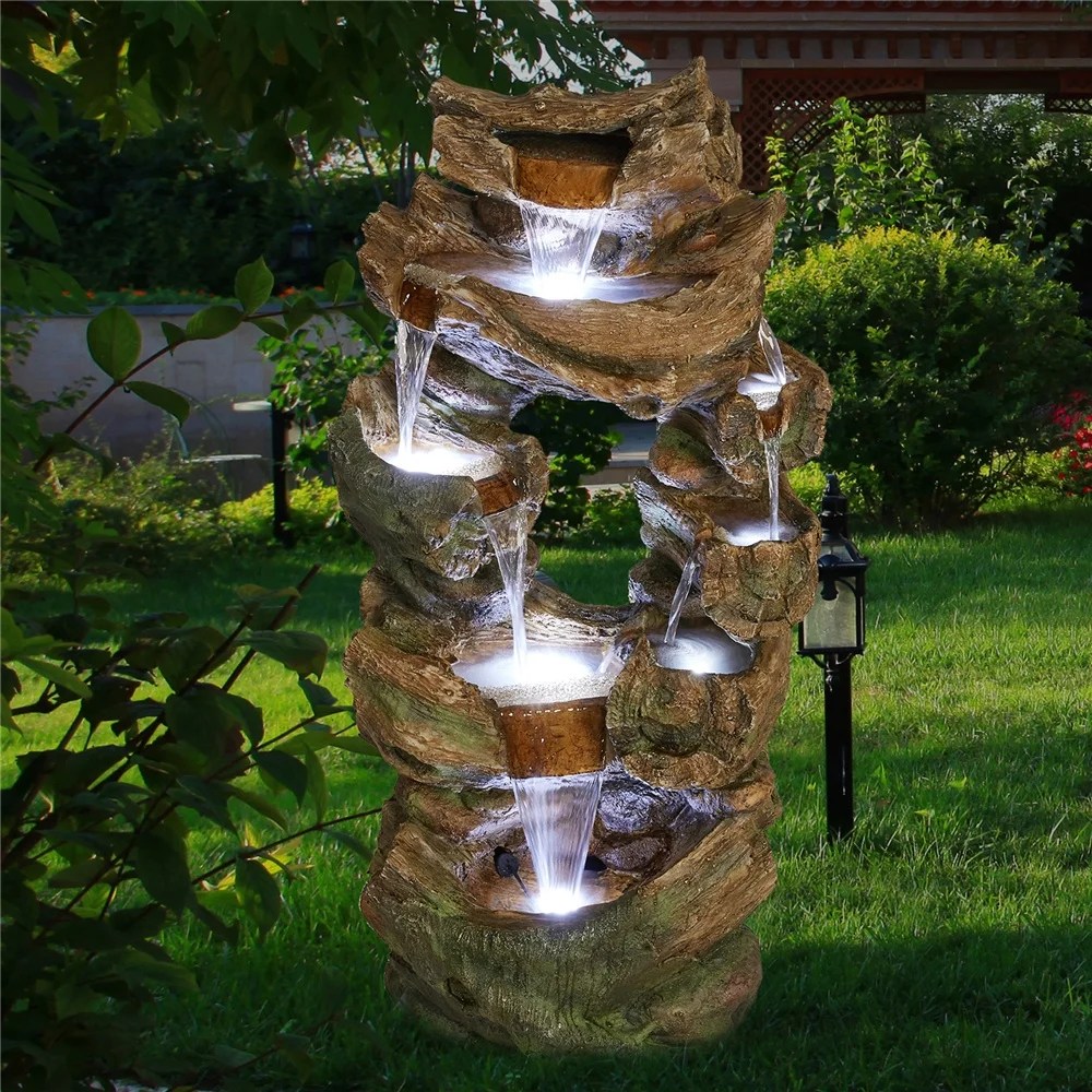 Fountain, SEGMART Outdoor Water Fountains, Garden Fountain with Lights