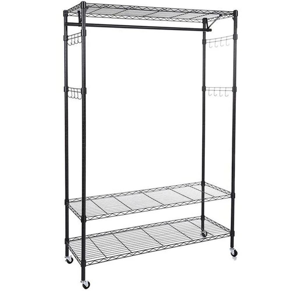 Heavy Duty 3Tiers Rack Large Size Wire Shelving Garment With Rolling