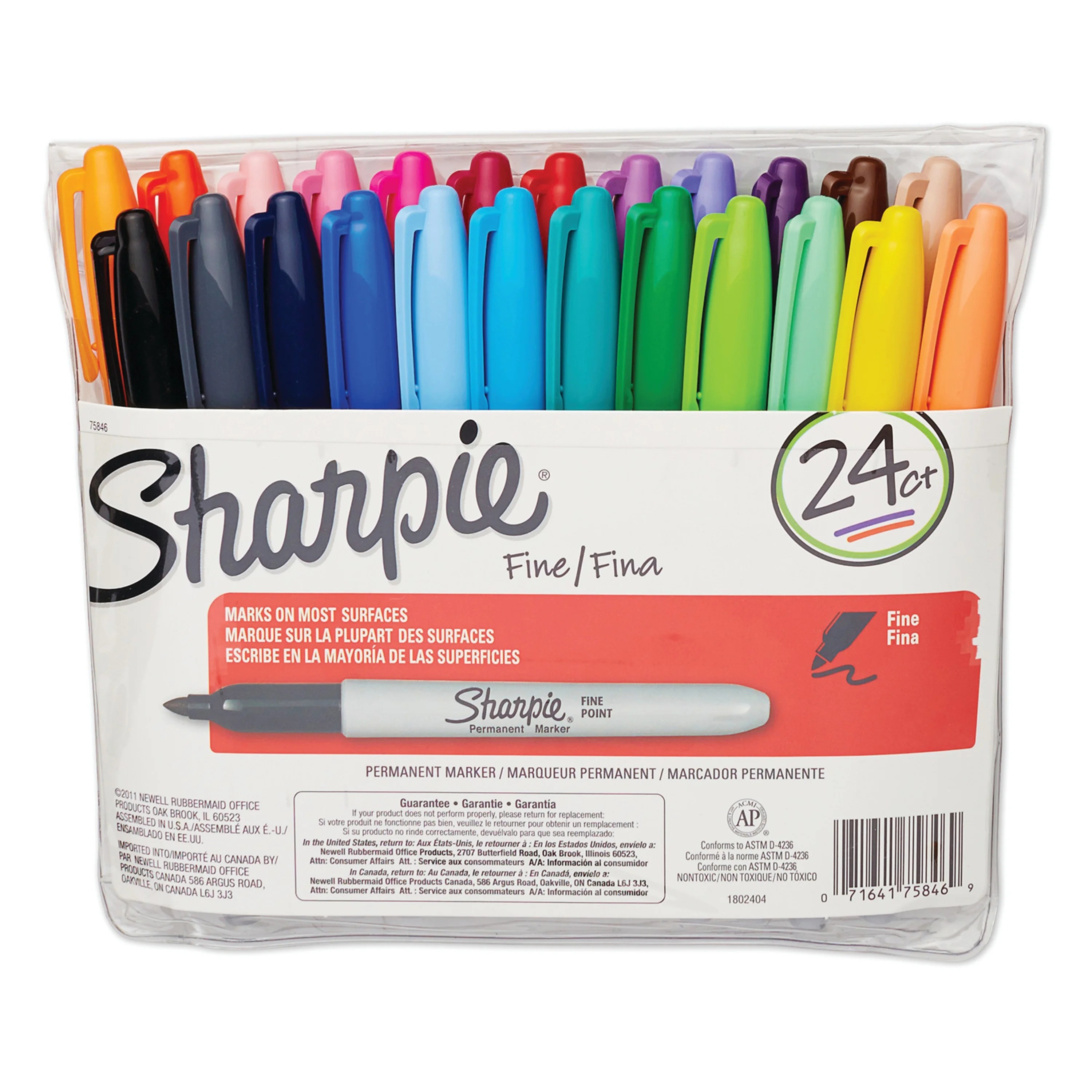 Sharpie Fine Point Markers with Pouch, Assorted Colors, 24 Count