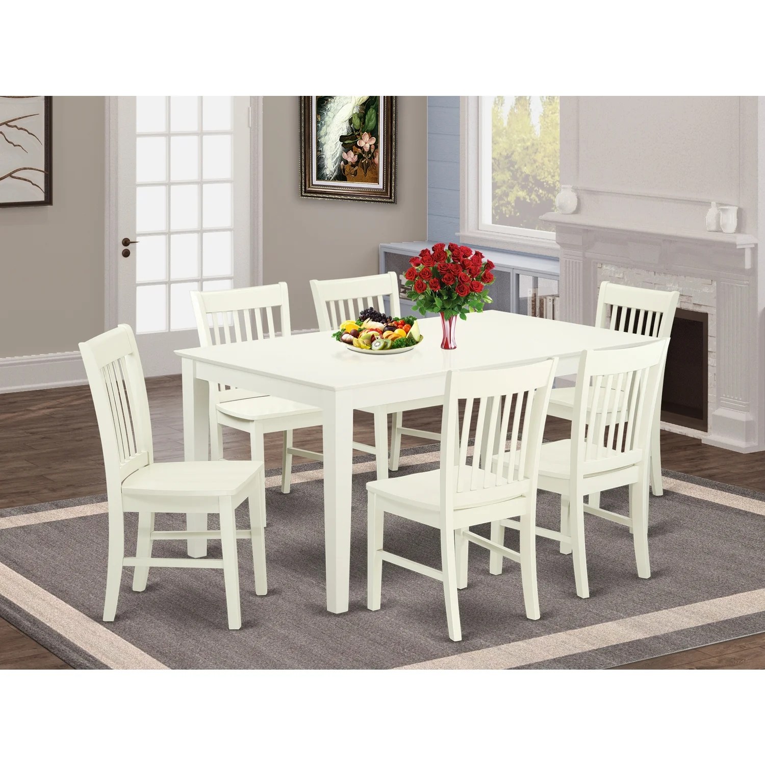 East West Furniture CANO7LWHW 7 Piece dining table set Solid Top East West Furniture CANO7LWHW 7 Piece dining table set Solid Top