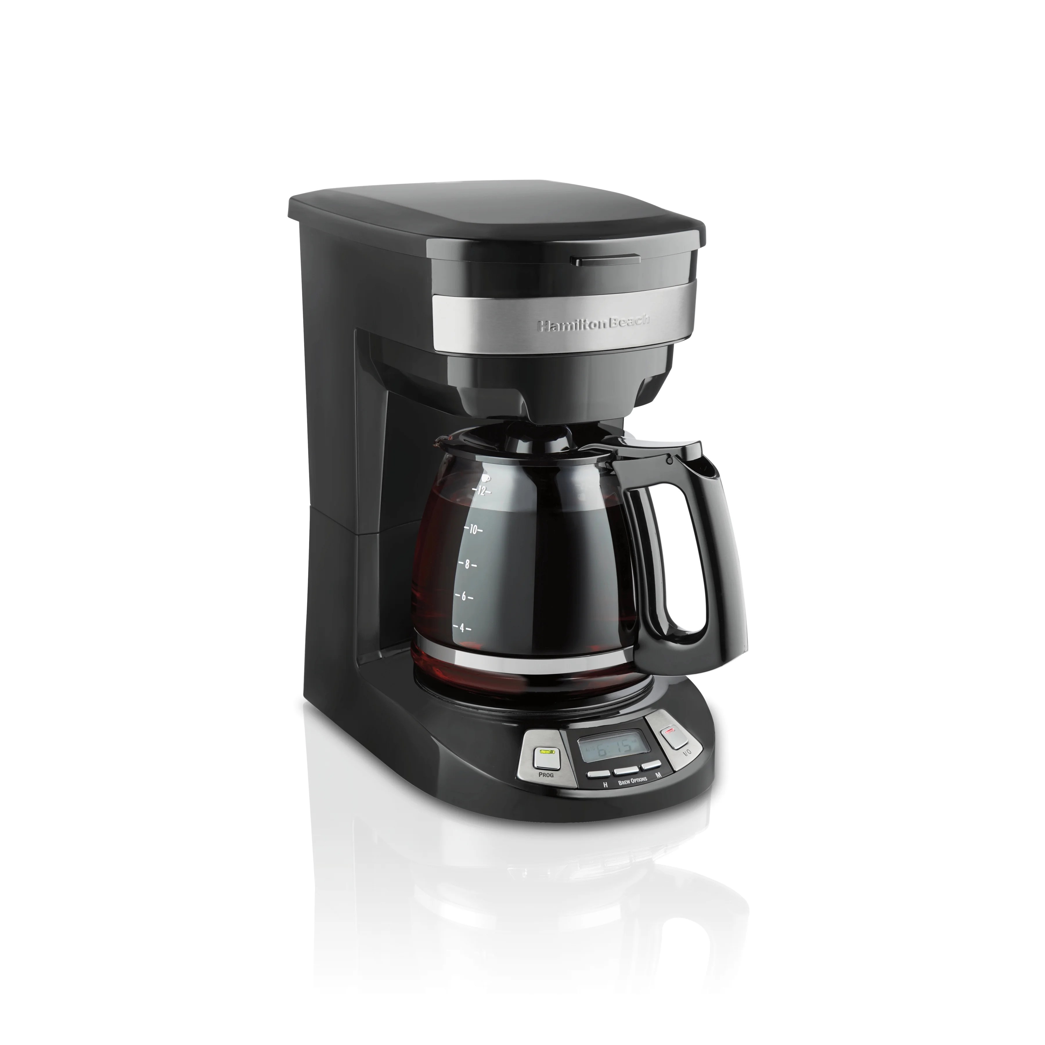 Hamilton Beach Programmable Coffee Maker, 12 Cup, Black with Stainless