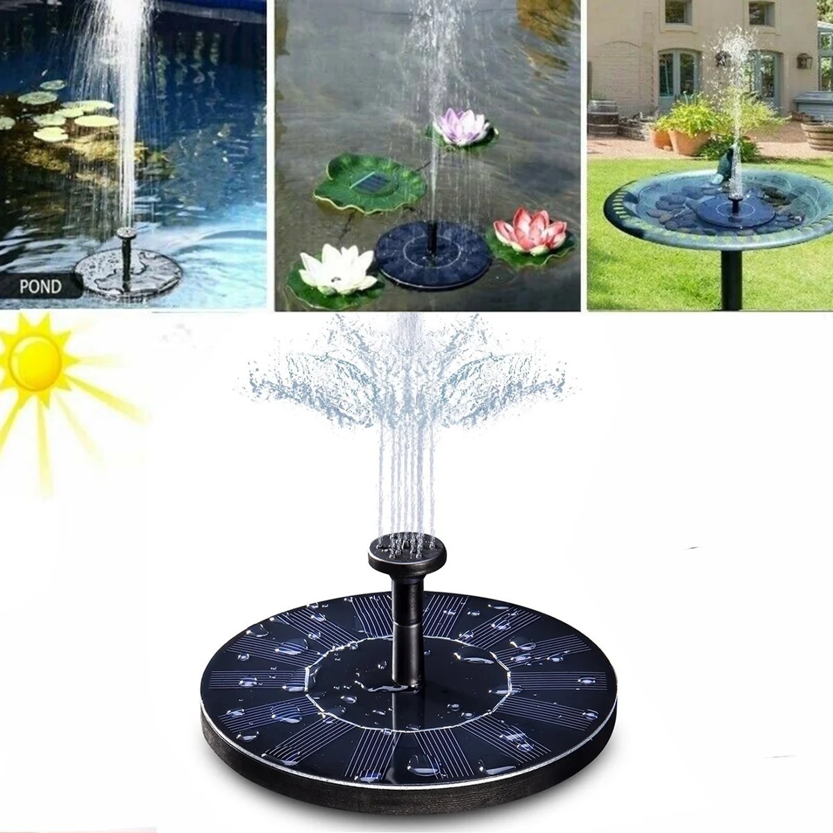 Solar Fountain Pump, Floating Solar Panel Pond Pump Water Feature Pump