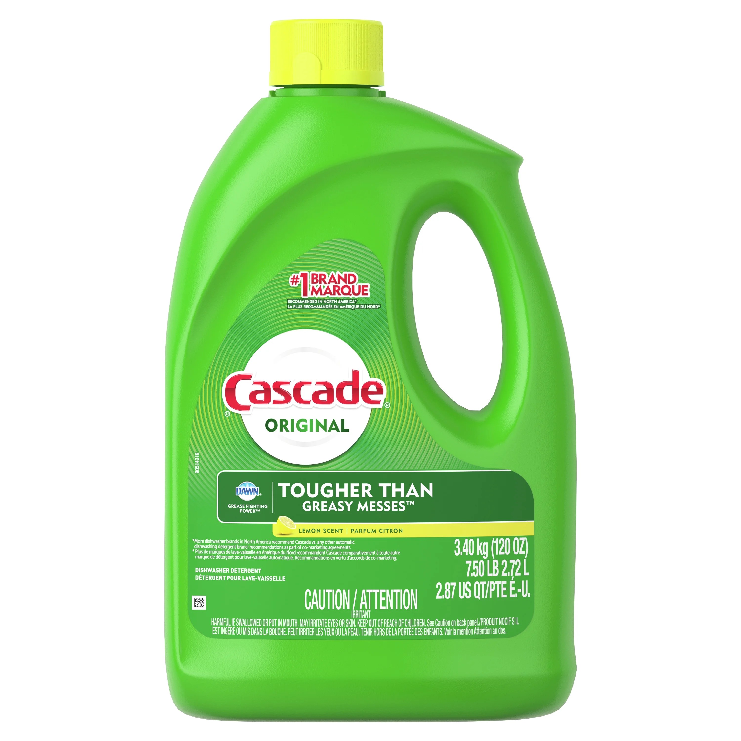 Cascade Dishwasher Detergent Gel, Lemon Scent, 120 fl oz
