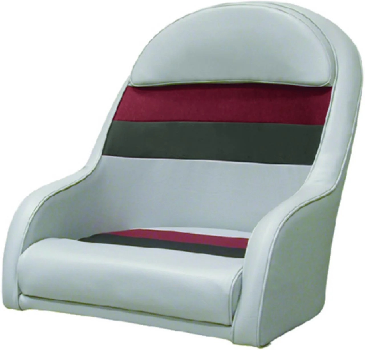 Wise Seat Deluxe Pontoon Furniture Captain Chair Light Gray/Red