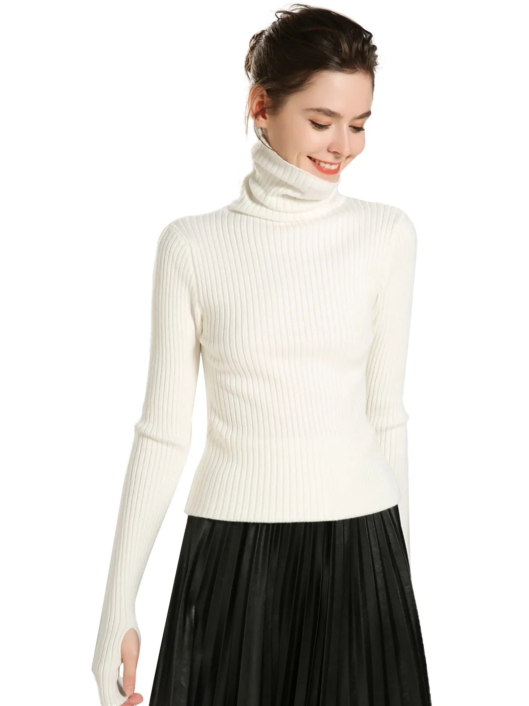 Feinuhan Women's Long Sleeve Turtleneck Basic Stretchy