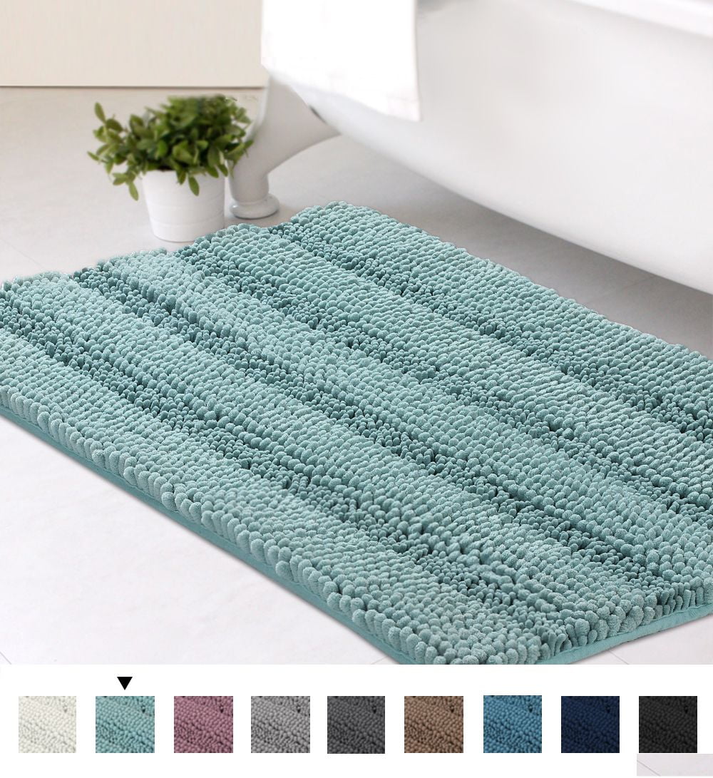 Ultra Soft Texture Chenille Plush Bath Rugs Floor Mats, Hand Tufted