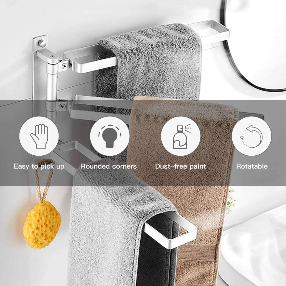 Private Jungle Towel Bar for Bathrooms with Swing Out Arms, Wall