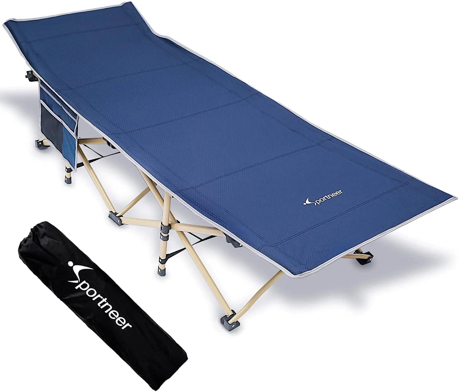 Camping Cot, Cot Sleeping Cot Max Load 450 LBS 2 Side Large Pockets
