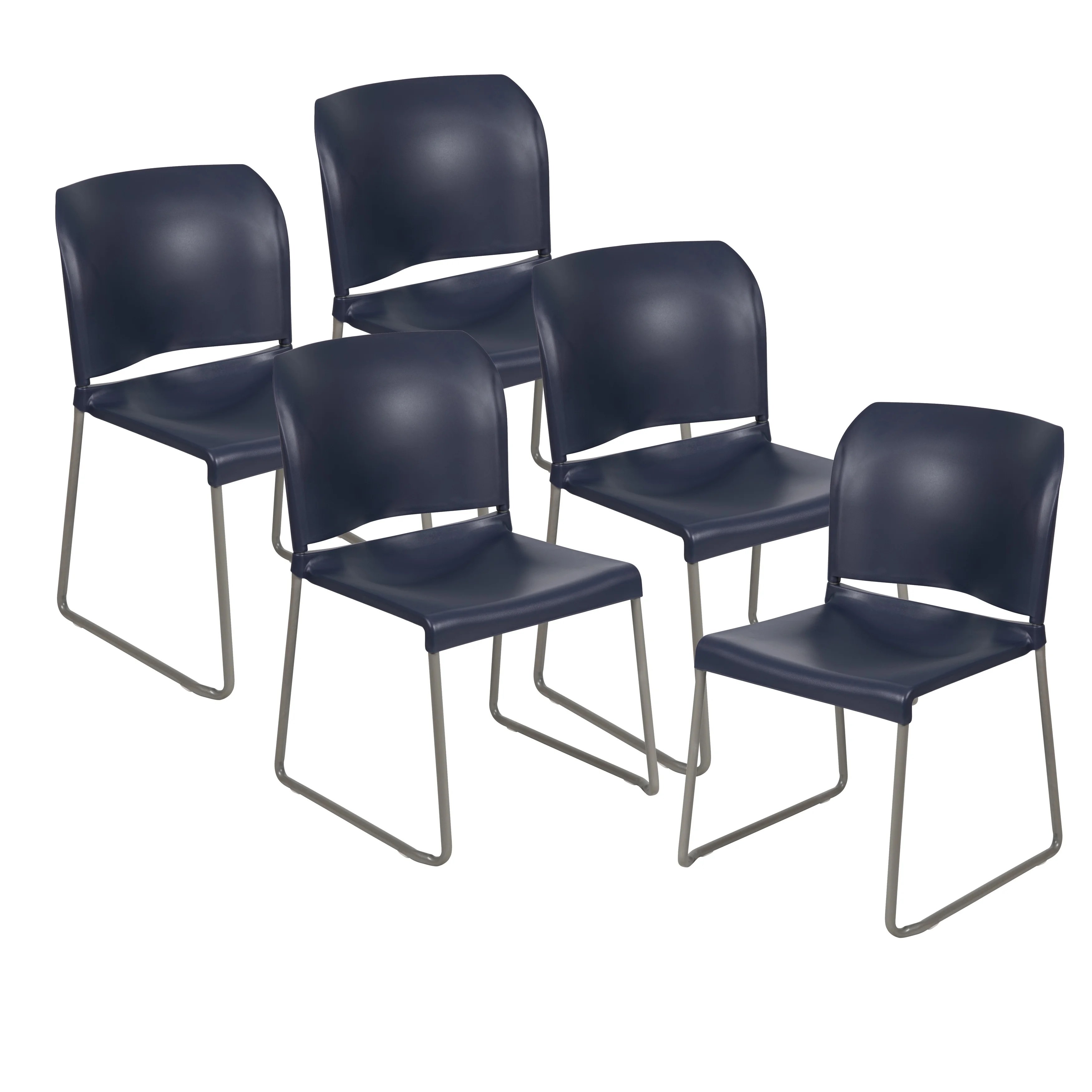 Lancaster Home 5 Pack 880 lb. Capacity Full Back Contoured Sled Base Stack Chair Navy Walmart