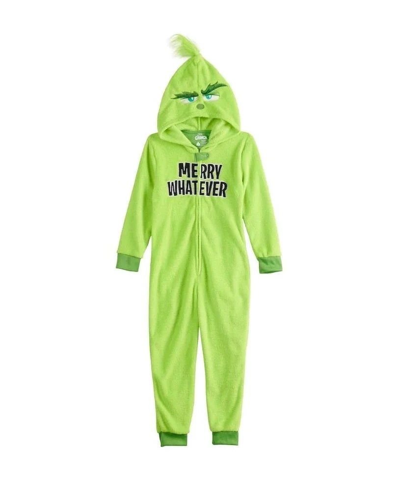 Grinch Family Onesies Adult and Kids Pajamas Licensed Sleepwear Hooded