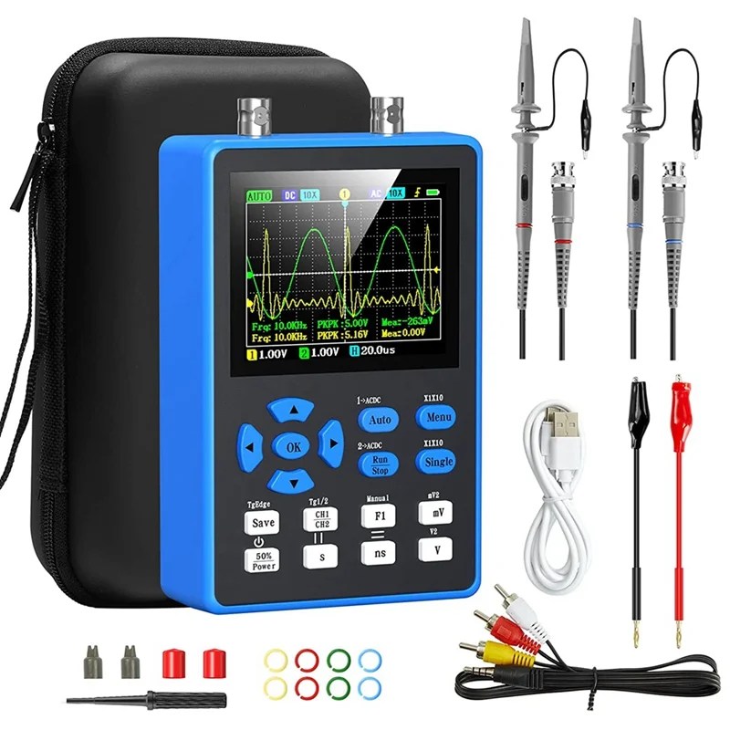Digital Oscilloscope 2 Channels 120Mhz 500MSa/S Sampling Rate, 2.8 Inch LCD Display,Waveforms