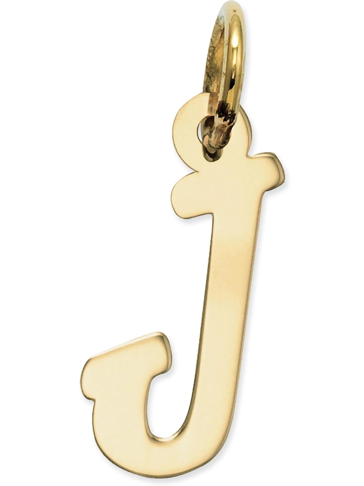 FindingKing 14K Yellow Gold Small Script Initial Letter J Charm