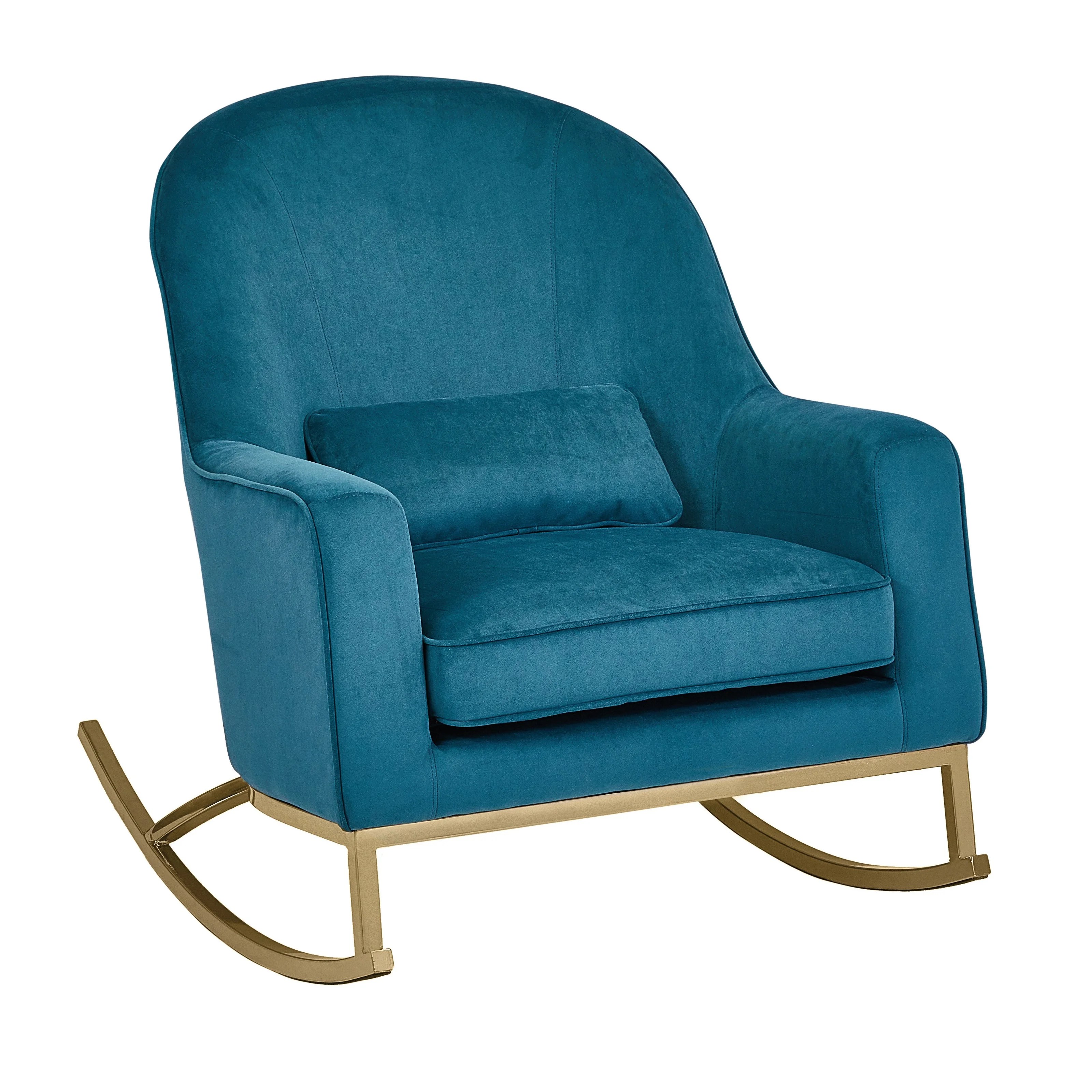 MoDRN Glam Velvet Rocking Chair, Teal with Satin Brass MoDRN Glam Velvet Rocking Chair, Teal with Satin Brass