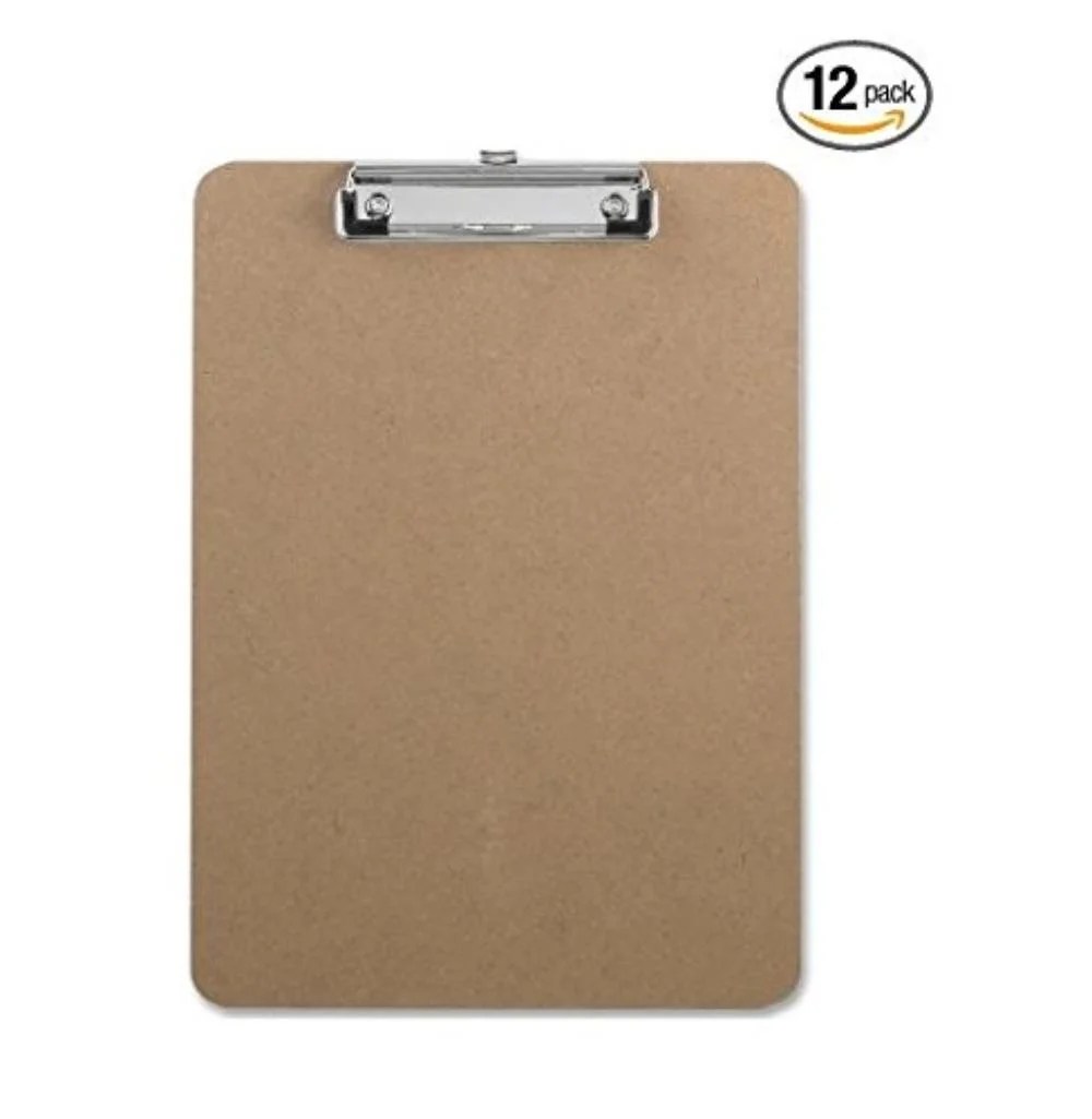 Clipboards Hardboard Flat Clip 9 x 12.5 Inches (12Pack), Set
