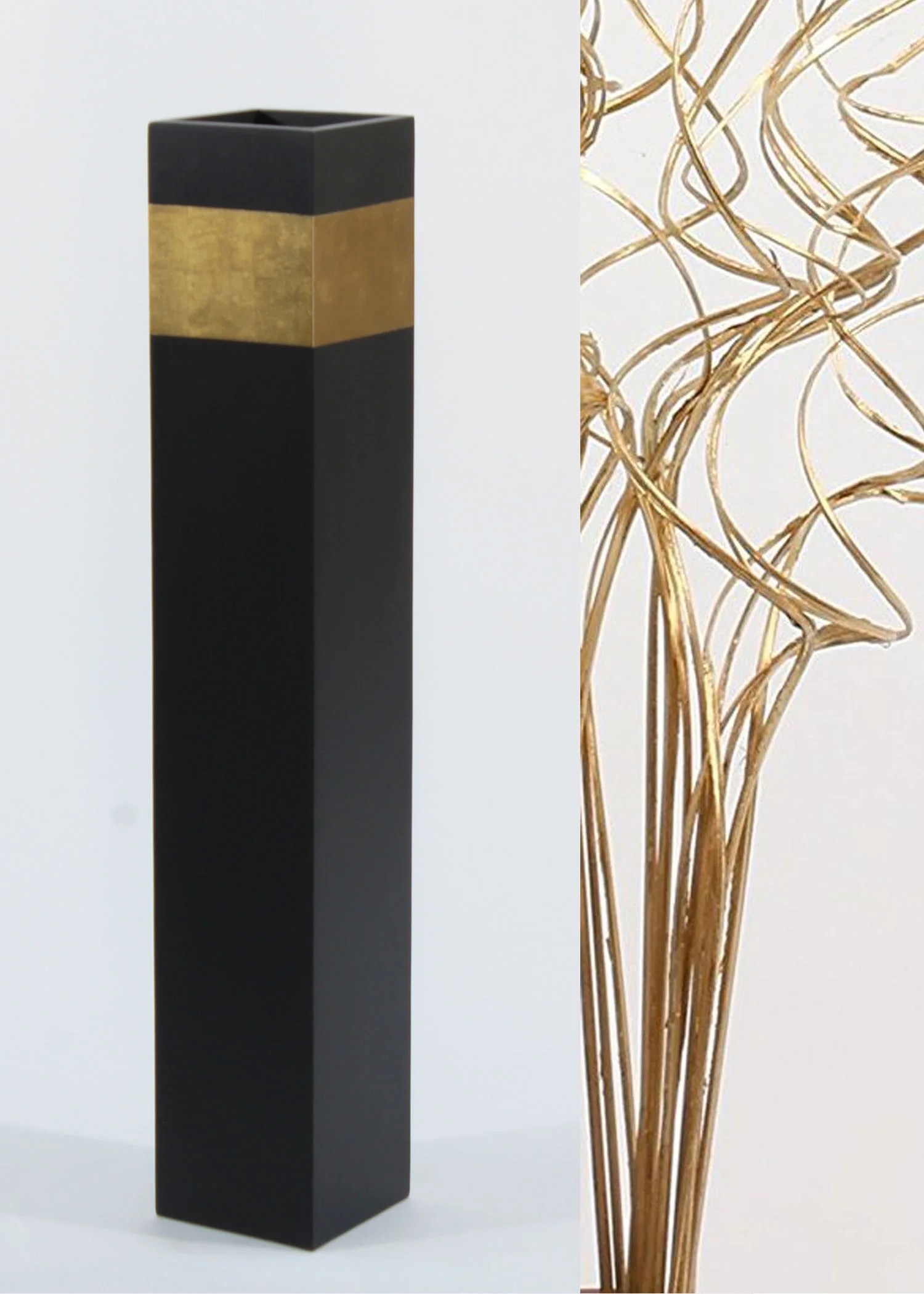 Green Floral Crafts 28" Tall Square Black Floor Vase Green Floral Crafts 28" Tall Square Black Floor Vase