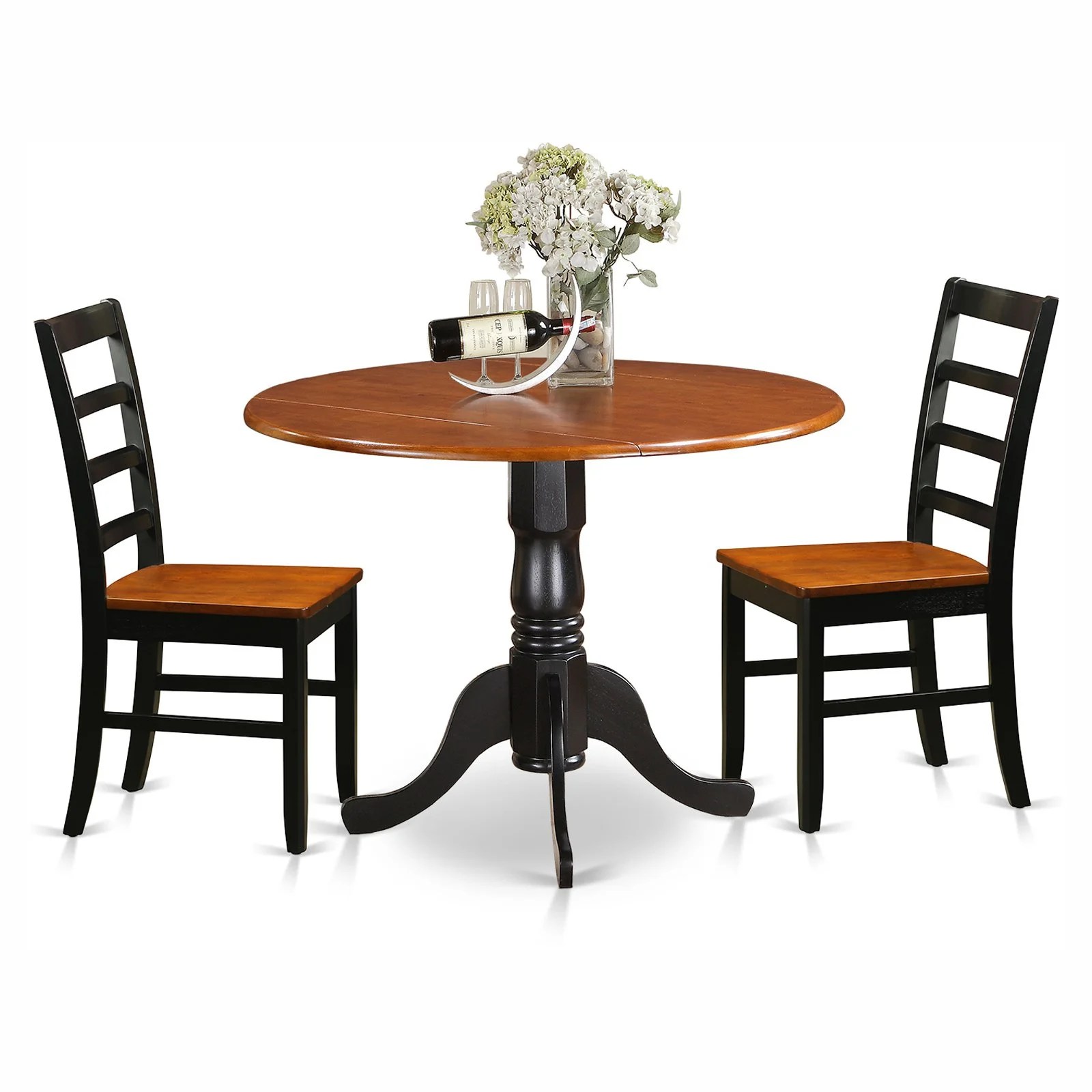 East West Furniture Dublin 3 Piece Round Dining Table Set with Parfait