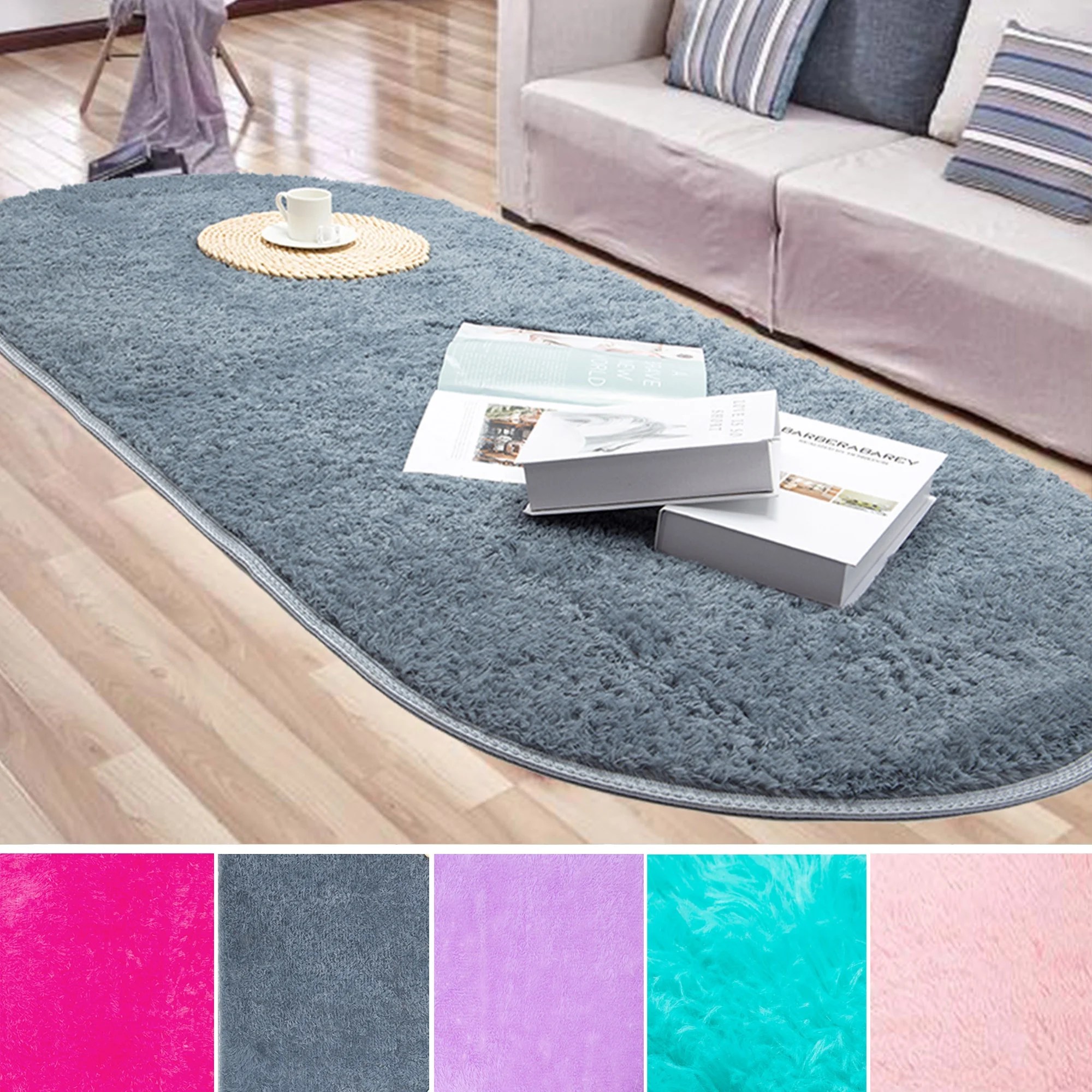 NK 31.4 x 64.9 inches Ultra Soft Fluffy Oval Area Rugs Shaggy Living
