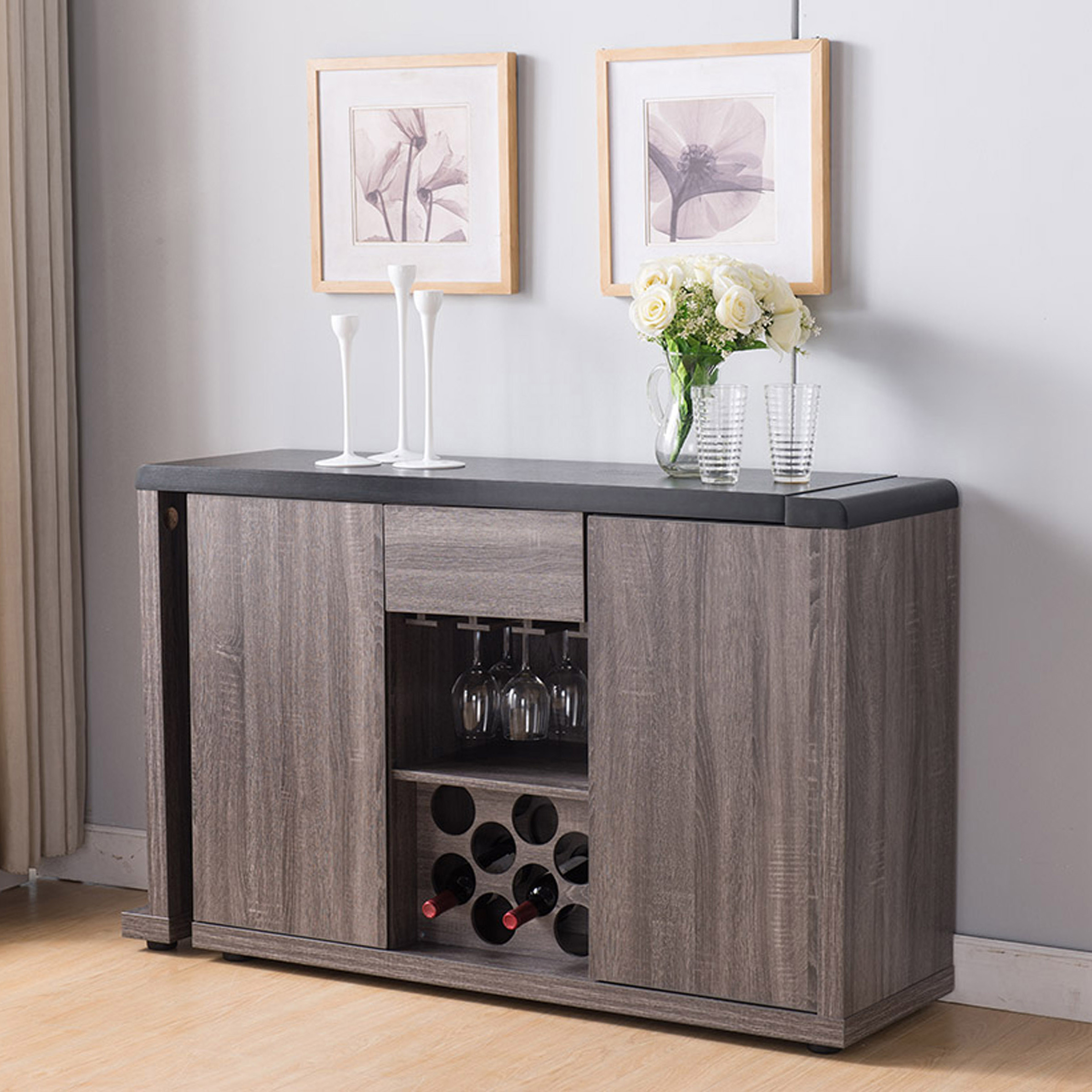 Buy Transitional Modern Extendable Sideboard Buffet with 2 Side