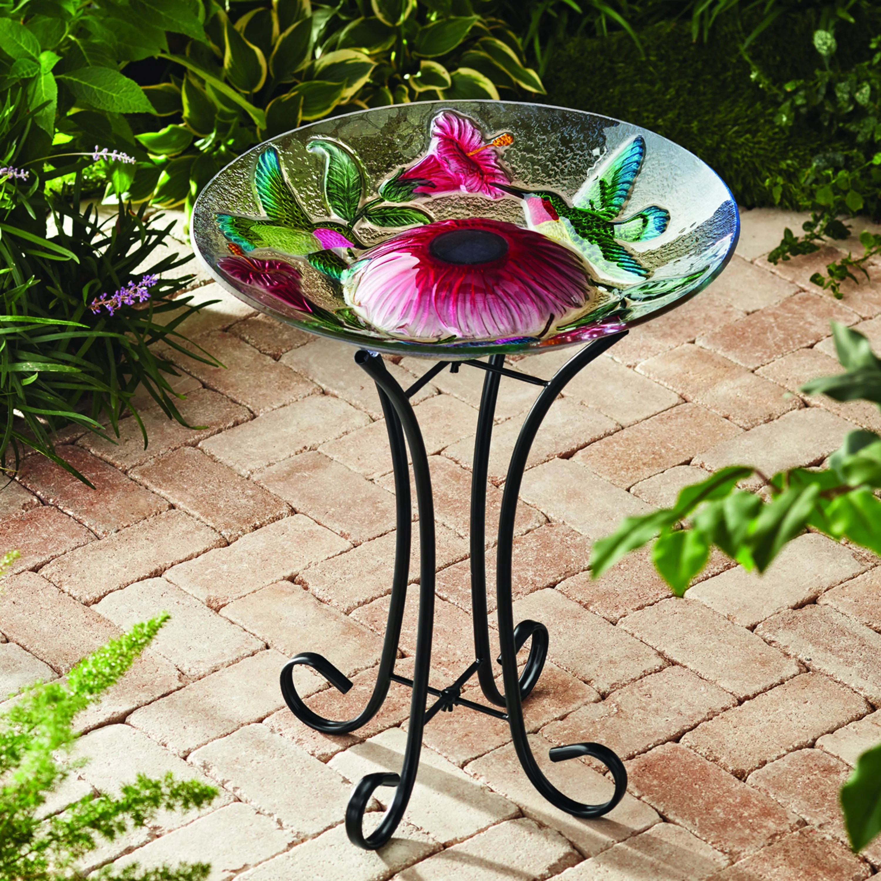 Better Homes & Gardens Multicolor Glas Solar Humbird Bird Bath